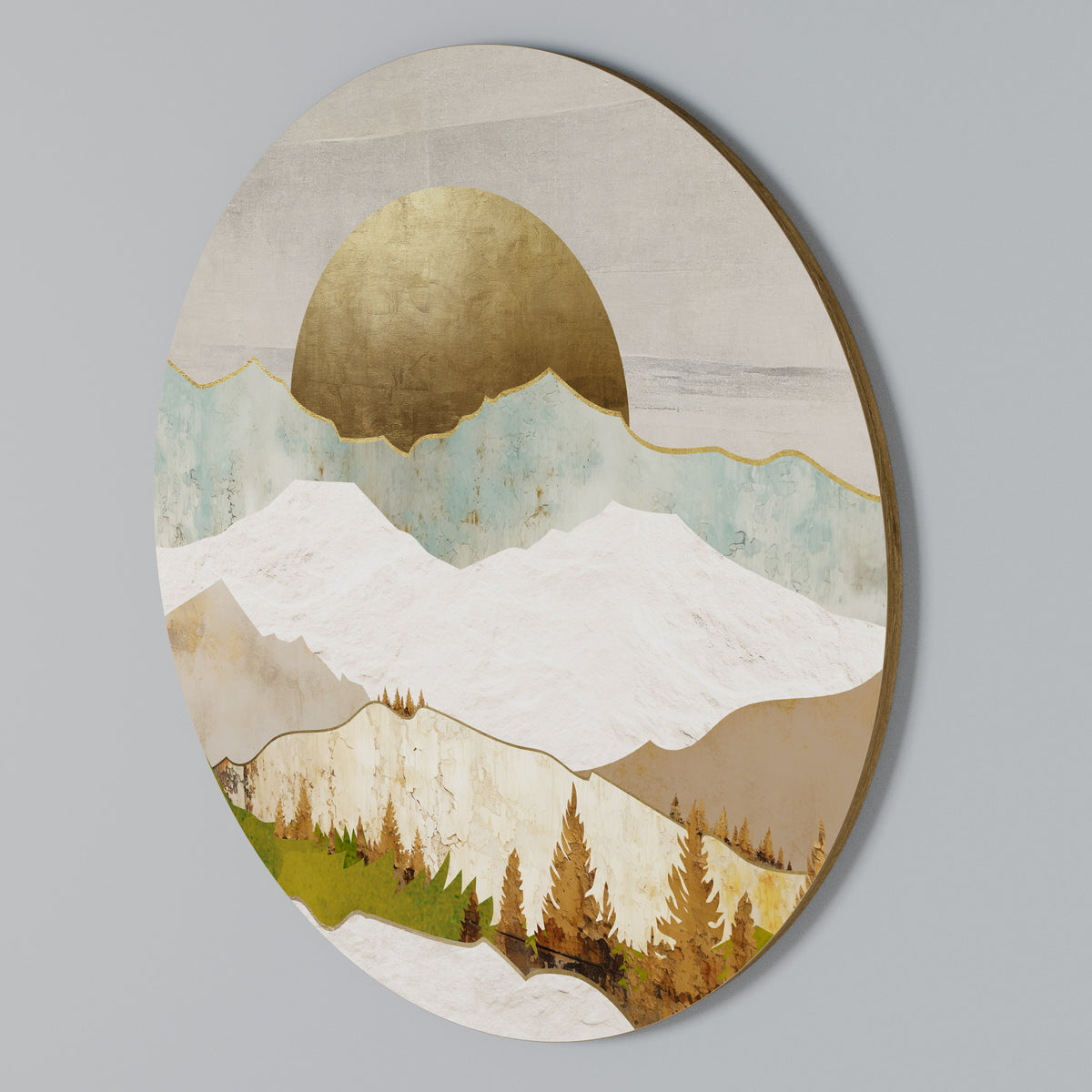 GOLDEN WINTER Arte de pared redondo