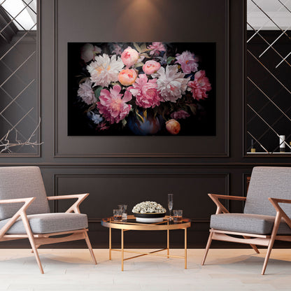 CRASHED PEONIES Cuadro en lienzo horizontal
