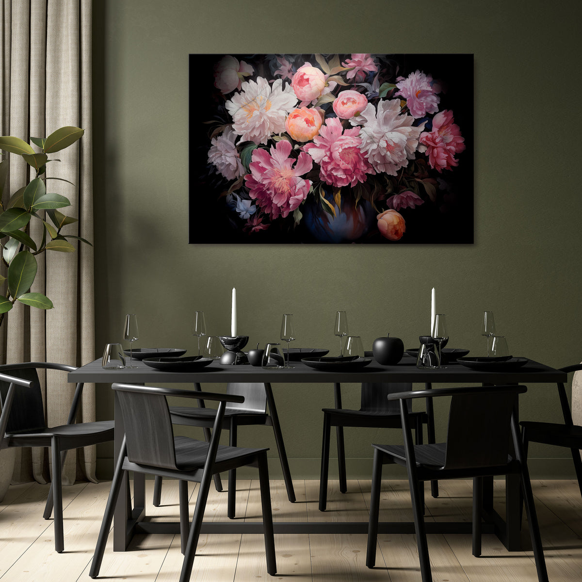 CRASHED PEONIES Cuadro en lienzo horizontal