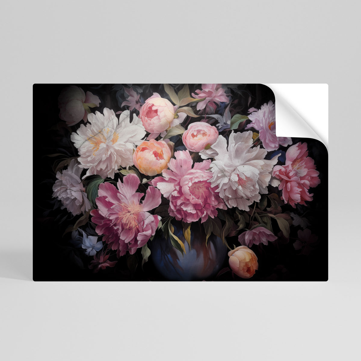CRASHED PEONIES Póster adhesivo horizontal