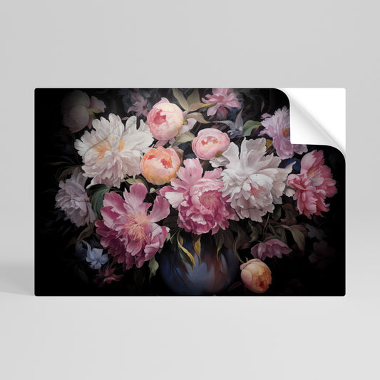 CRASHED PEONIES Póster adhesivo horizontal