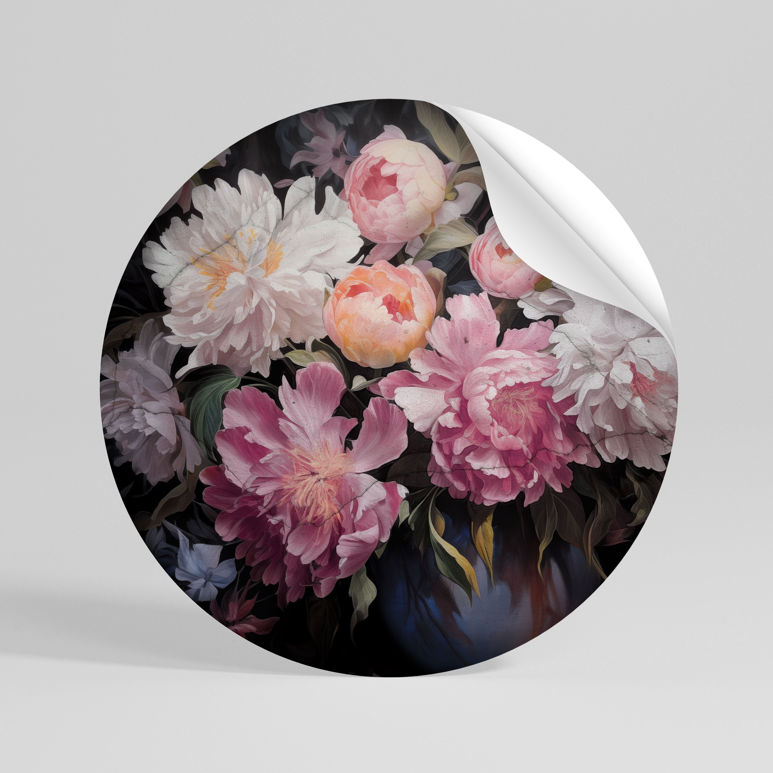 CRASHED PEONIES Vinilo adhesivo redondo