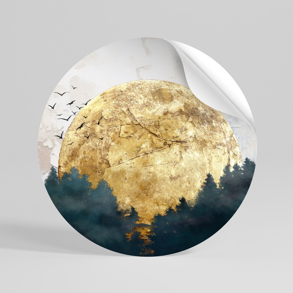 RISING MOON Peel and Stick Round Sticker