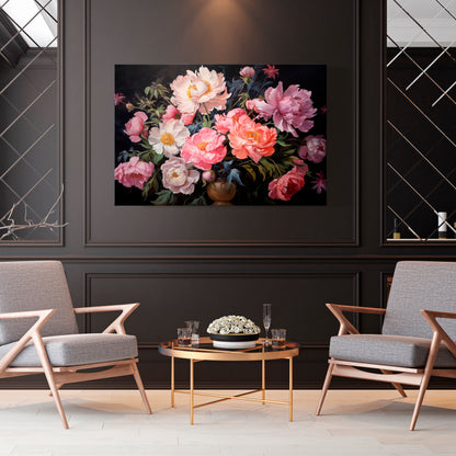 PEONIES BLOSSOM Cuadro en lienzo horizontal
