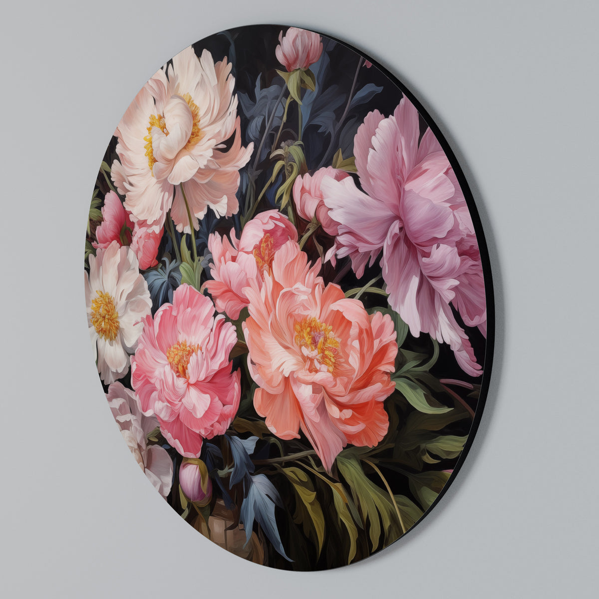 PEONIES BLOSSOM Arte de pared redondo