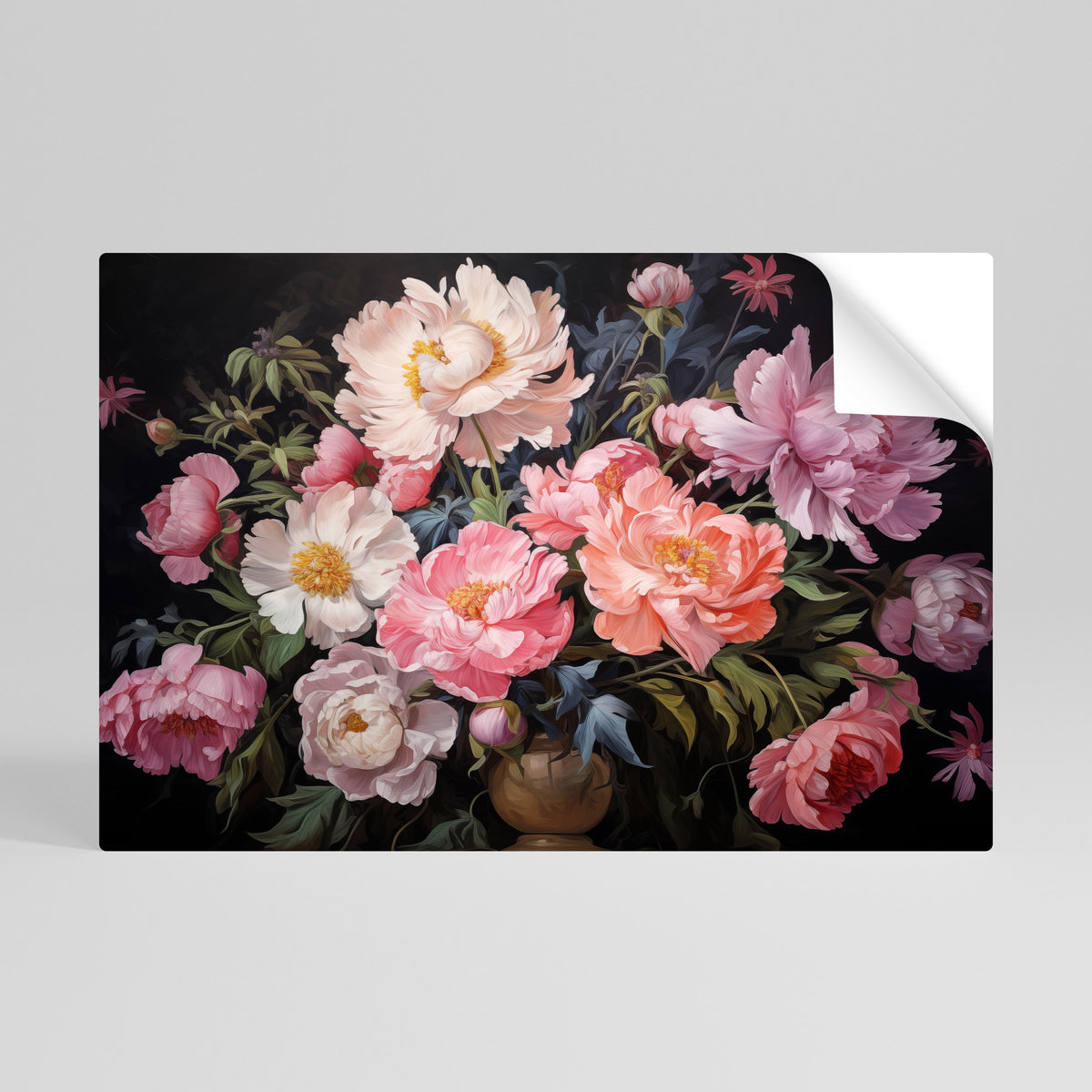 PEONIES BLOSSOM Póster adhesivo horizontal