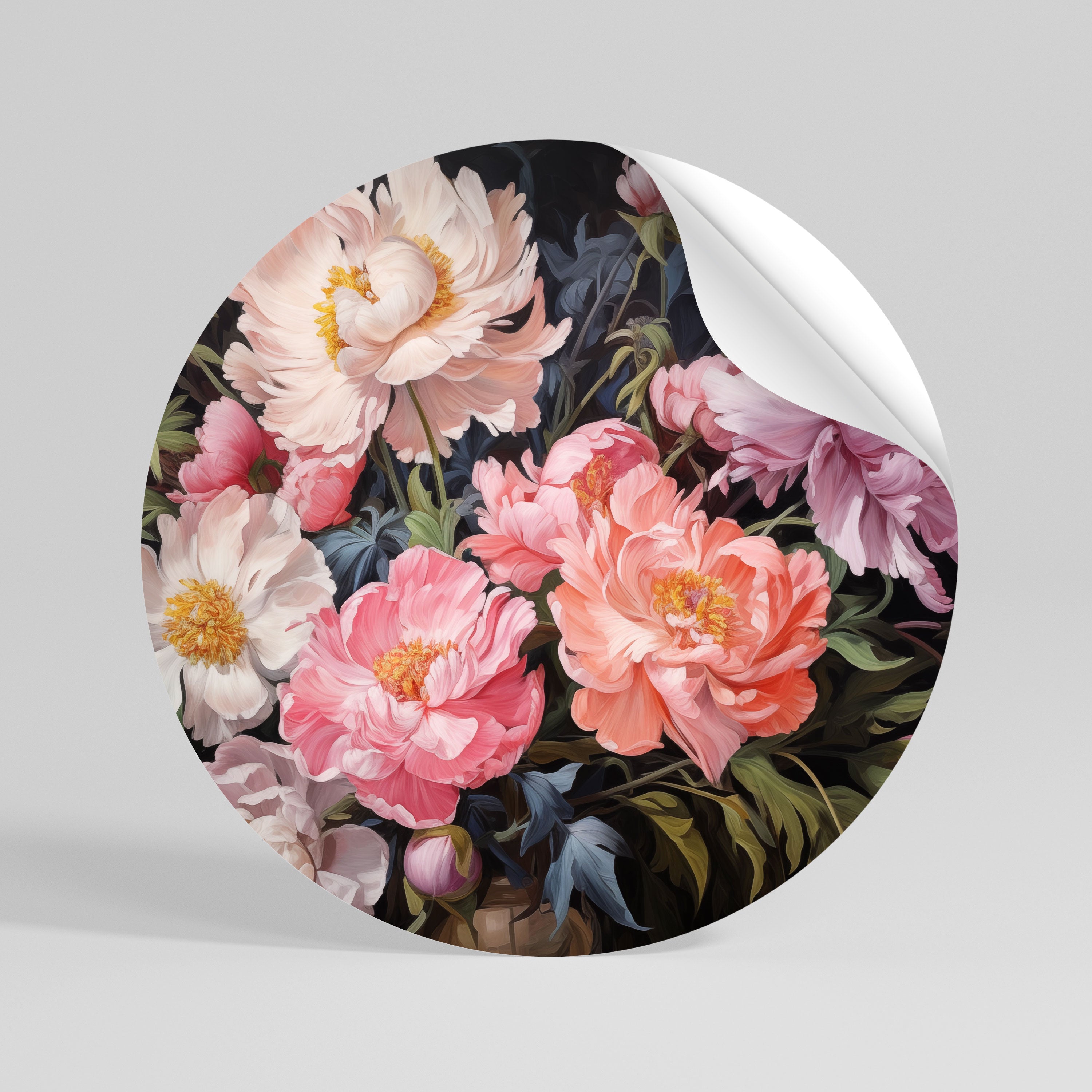 PEONIES BLOSSOM Vinilo adhesivo redondo
