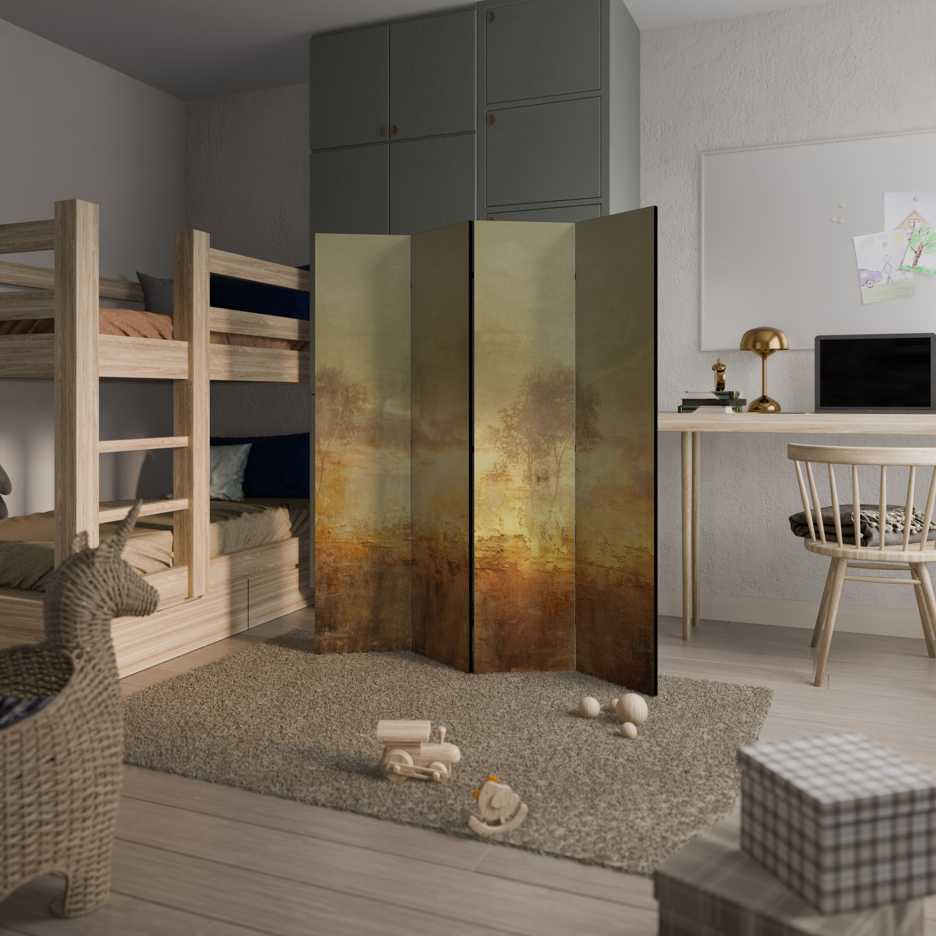 AMBER DREAMSCAPE Decorative 4-Panel Room Divider