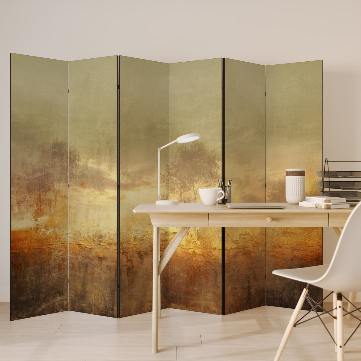 AMBER DREAMSCAPE Biombo de 6 paneles