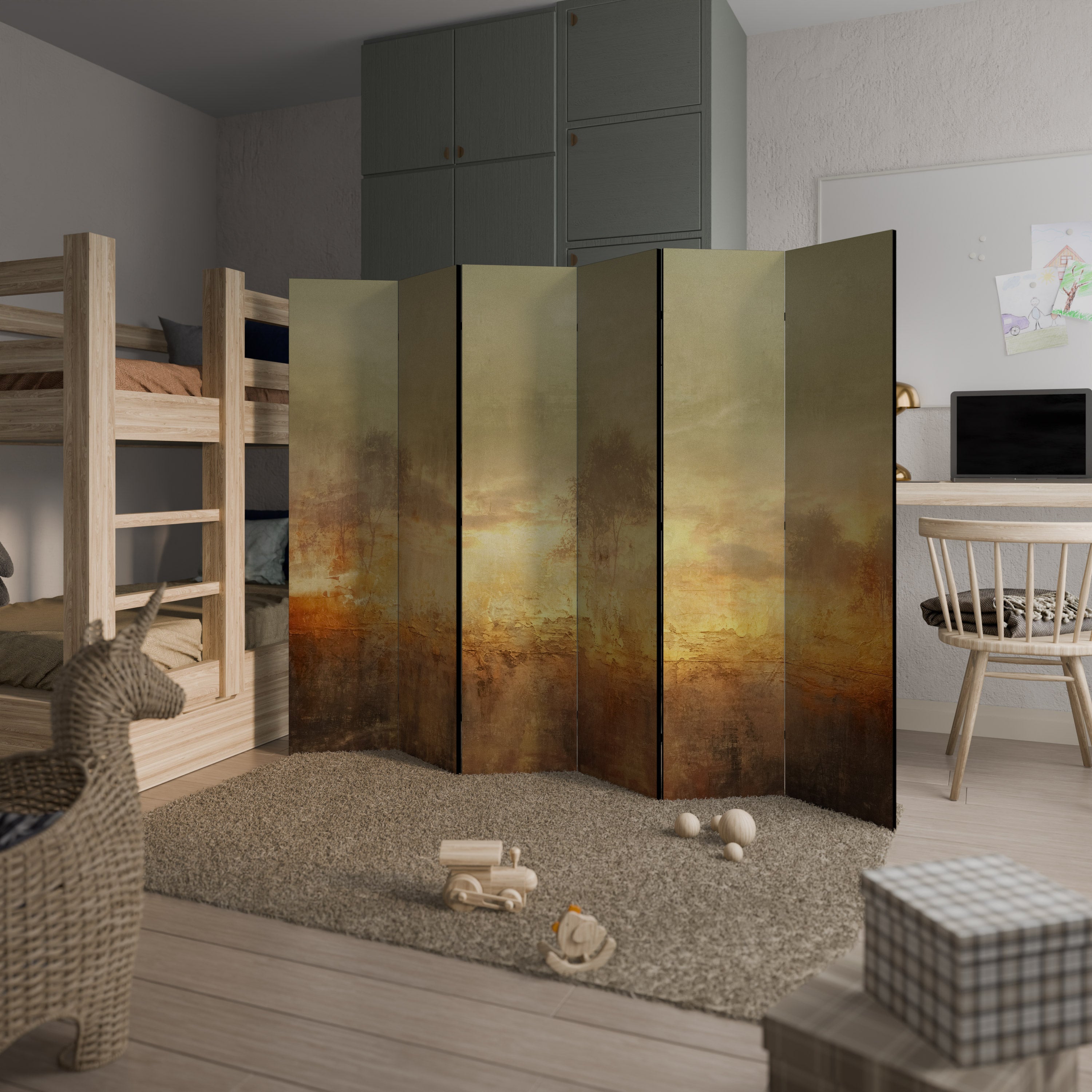 Biombo decorativo de 6 paneles AMBER DREAMSCAPE