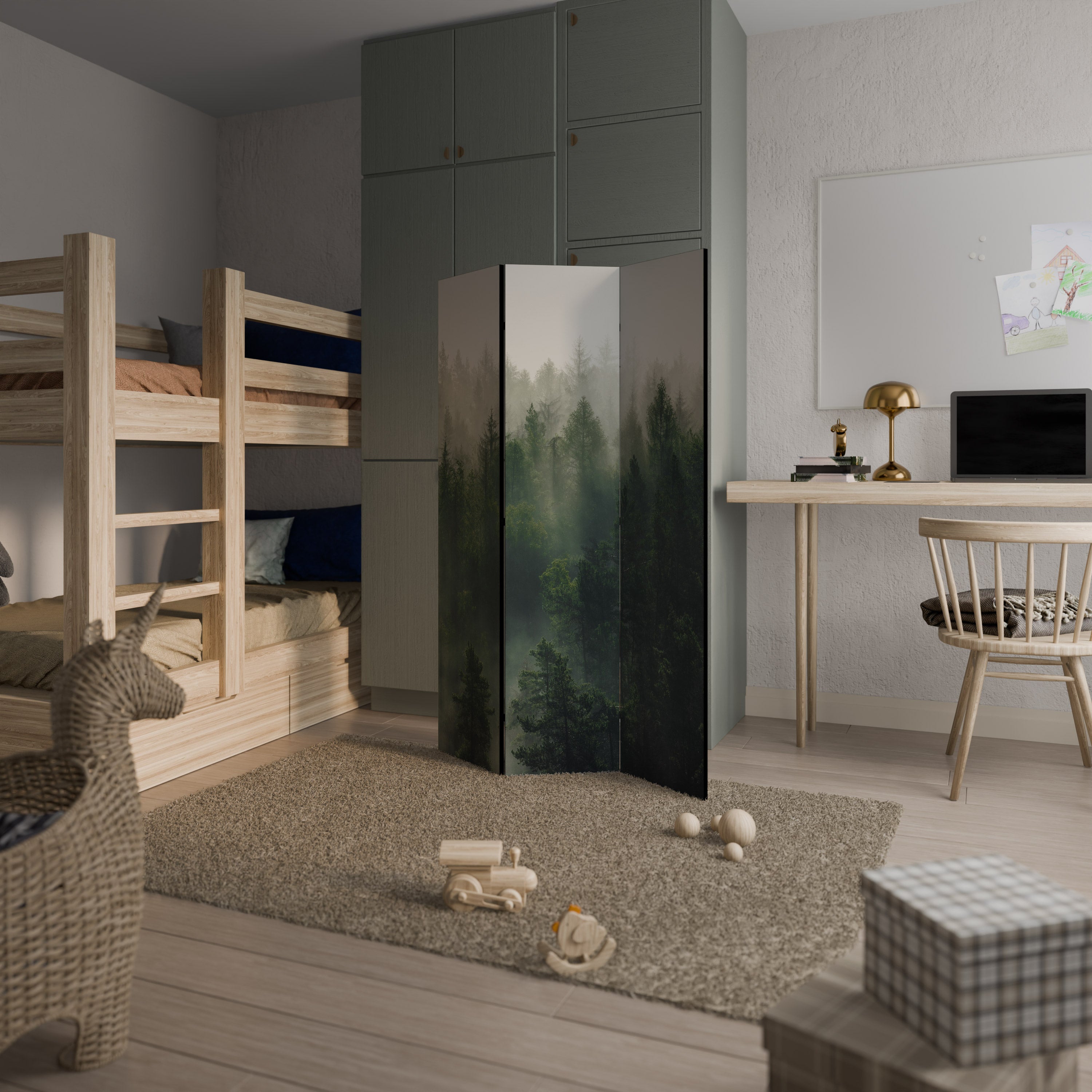 MISTY FOREST Decorative 3-Panel Room Divider