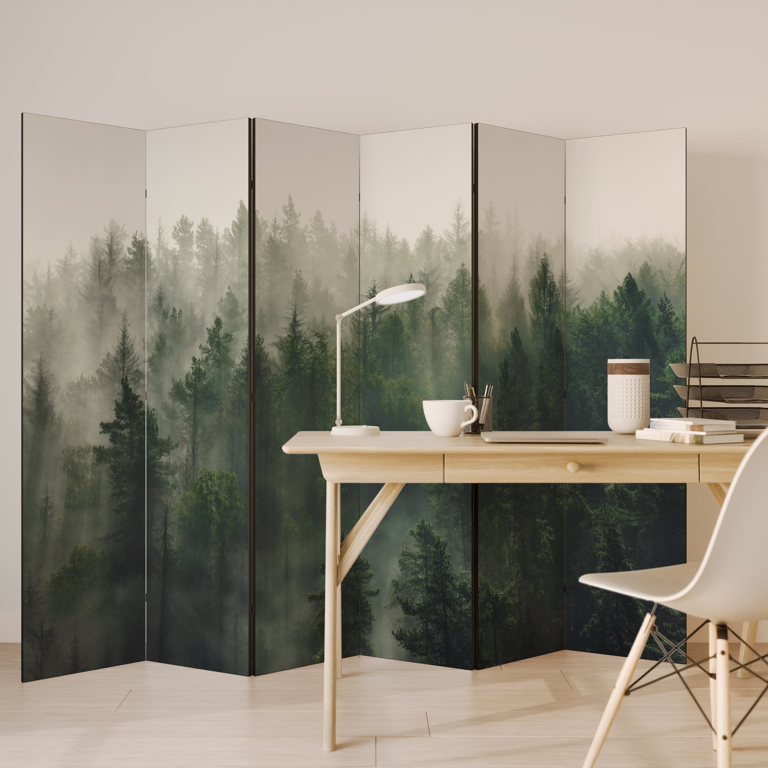 Biombo decorativo de 6 paneles MISTY FOREST