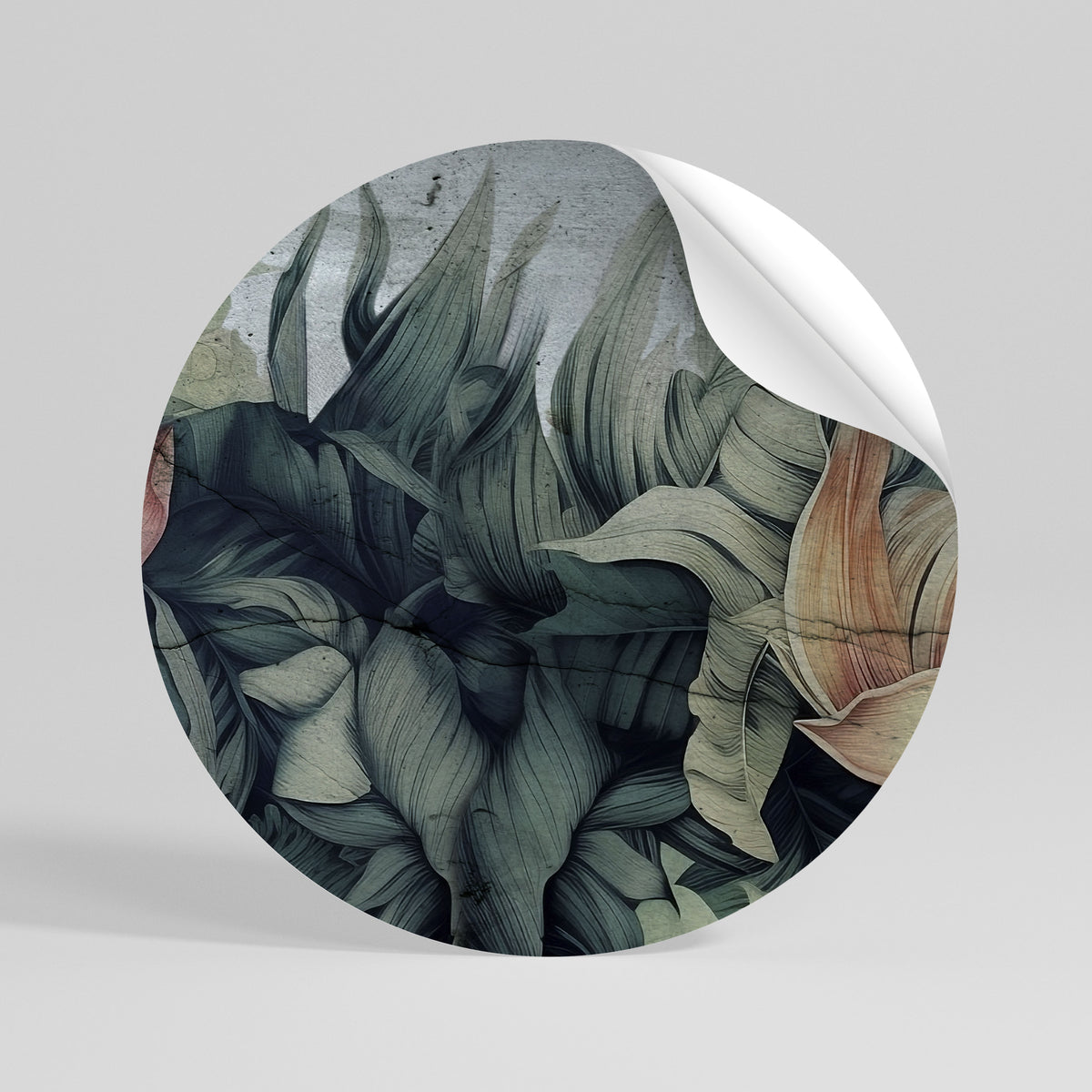 CRASHED LEAVES Peel and Stick Round Sticker