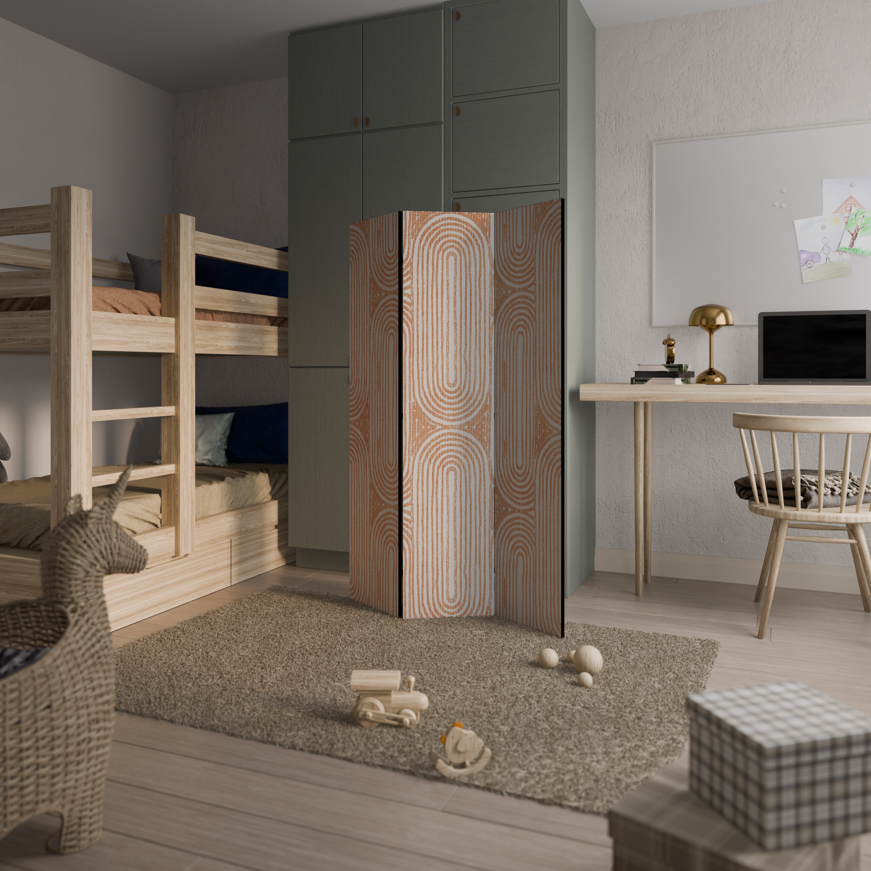 GEOMETRIC GLEAM Decorative 3-Panel Room Divider
