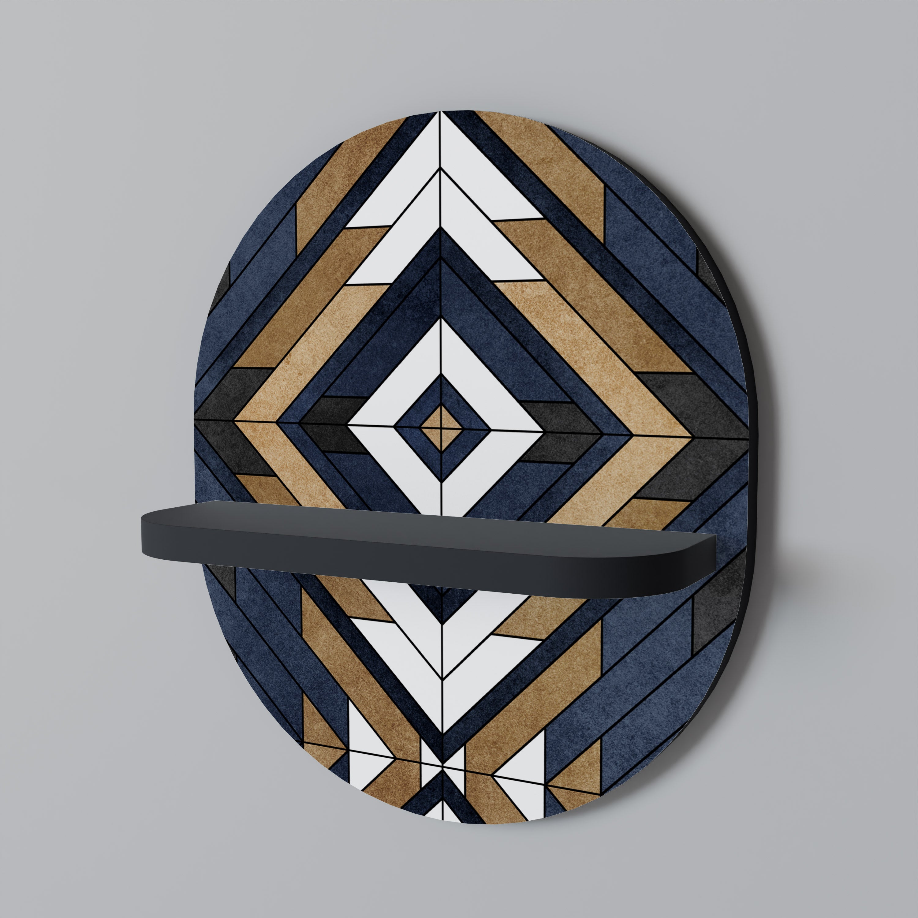 Estantería de arte ovalada ARTFUL GEOMETRY con acabado negro