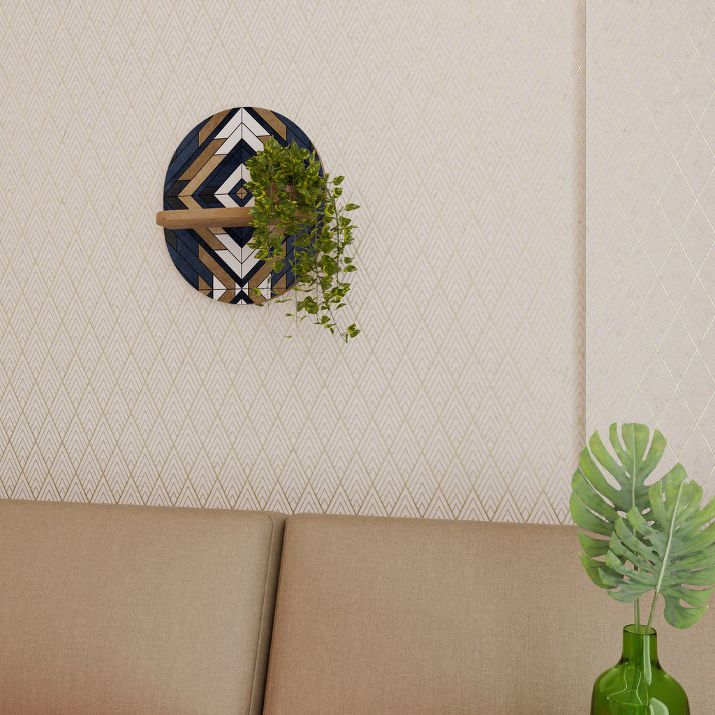 ARTFUL GEOMETRY Oval Art Shelf In Oak Effect