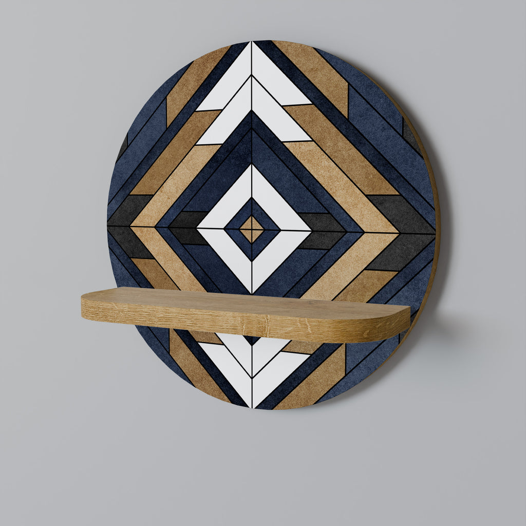 GEOMETRÍA ARTÍSTICA Estantería de arte redonda con efecto roble
