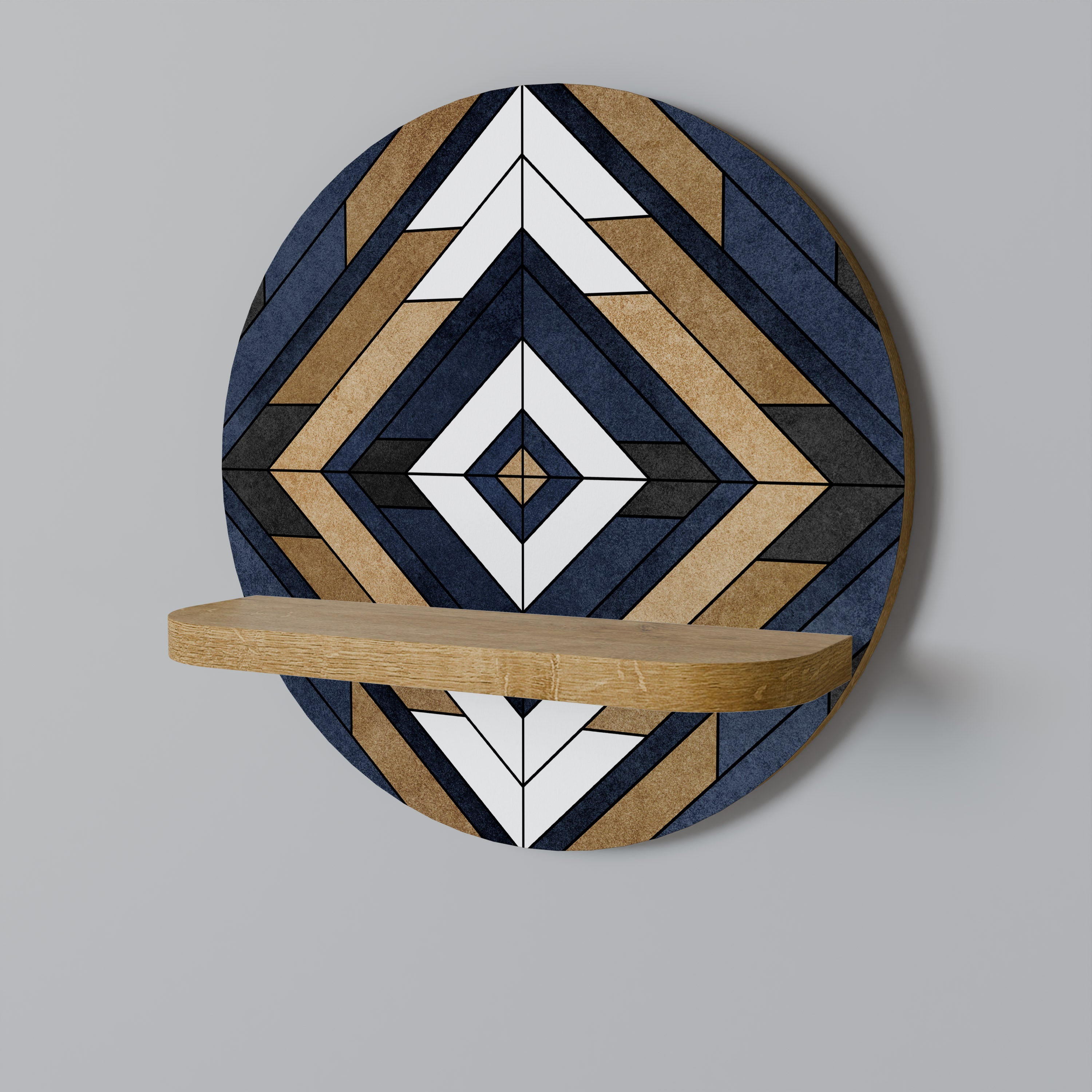 GEOMETRÍA ARTÍSTICA Estantería de arte redonda con efecto roble