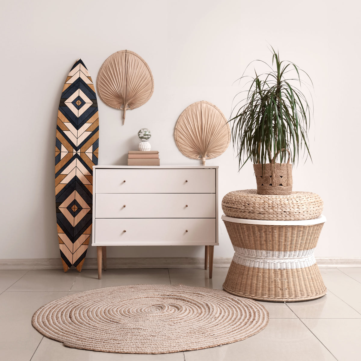 ARTFUL GEOMETRY Panel decorativo de tabla de surf