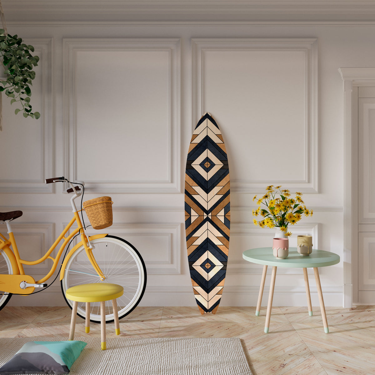ARTFUL GEOMETRY Panel decorativo de tabla de surf