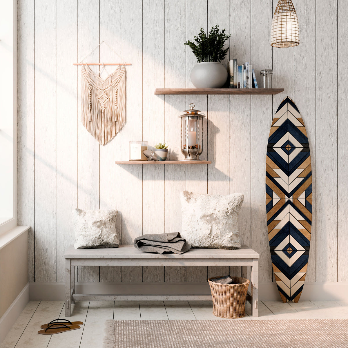 ARTFUL GEOMETRY Panel decorativo de tabla de surf