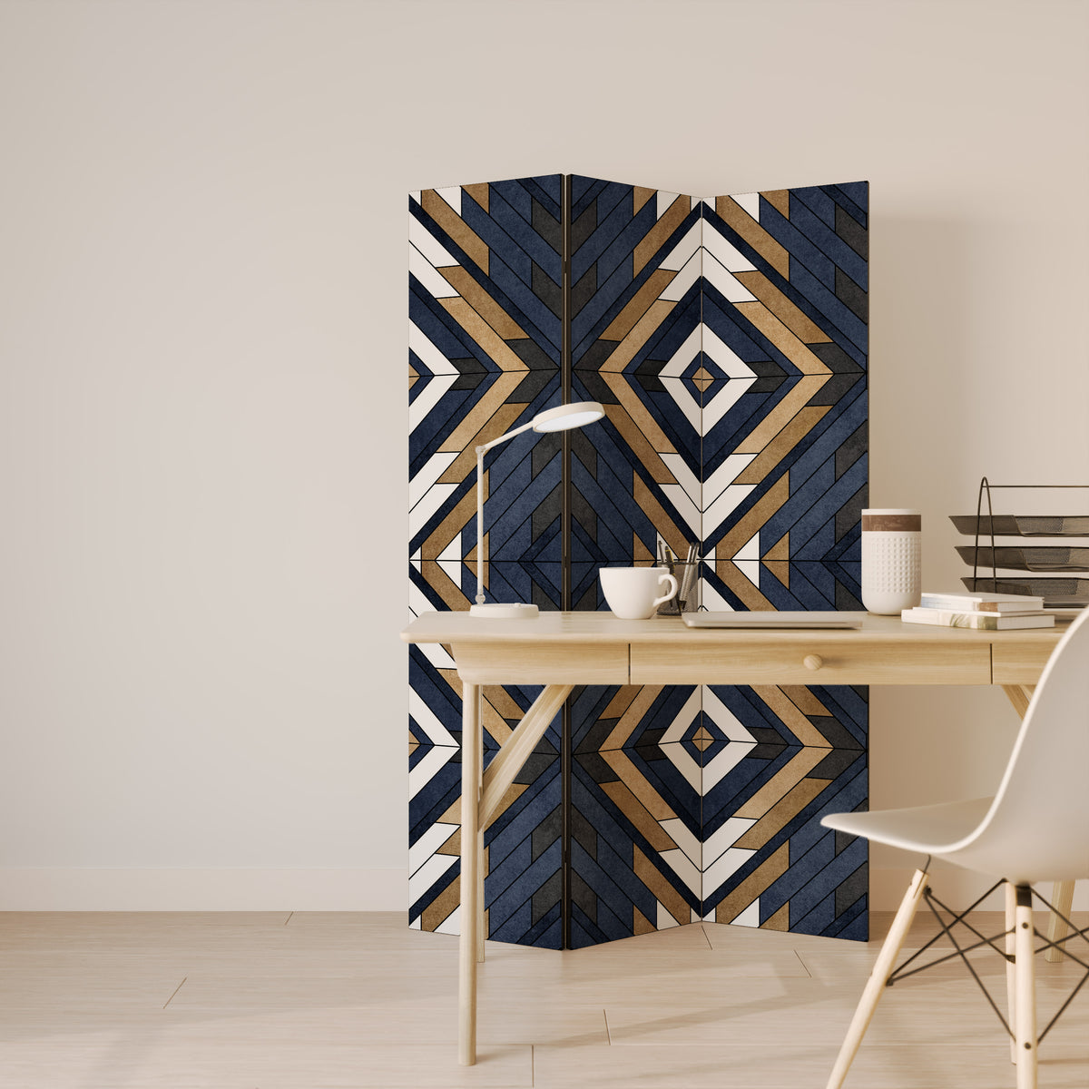 ARTFUL GEOMETRY Biombo de 3 paneles
