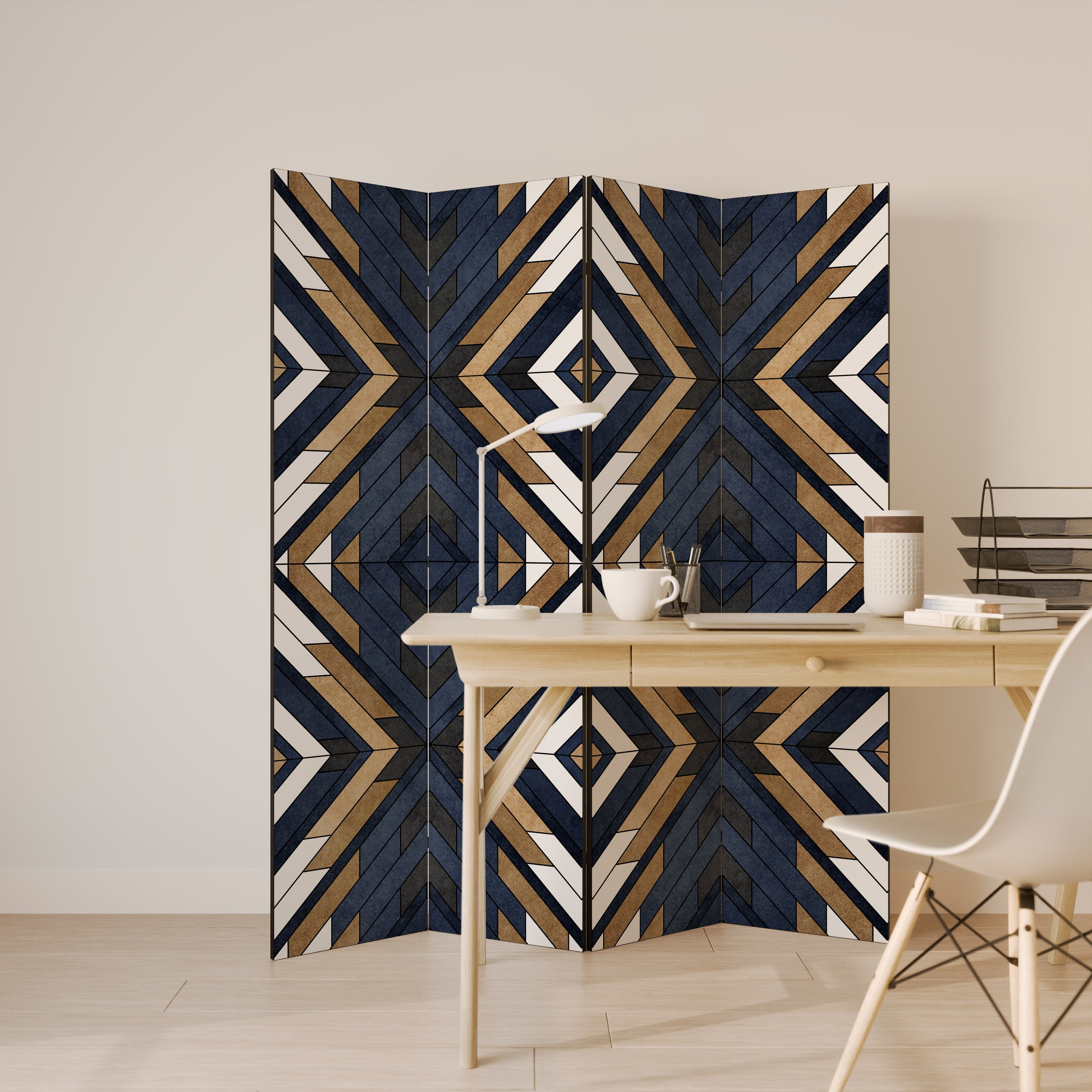 ARTFUL GEOMETRY Decorative 4-Panel Room Divider