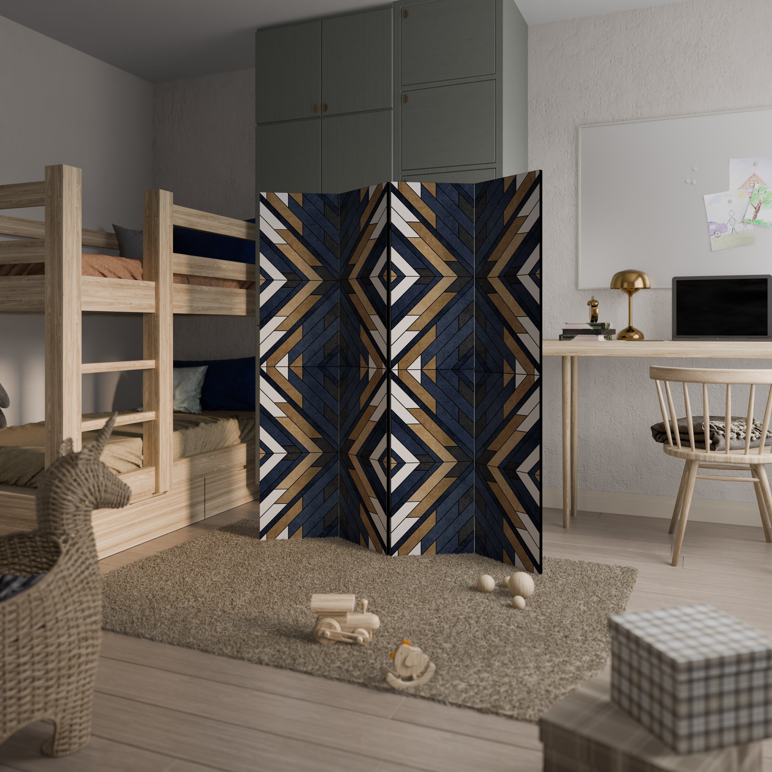 ARTFUL GEOMETRY Decorative 4-Panel Room Divider