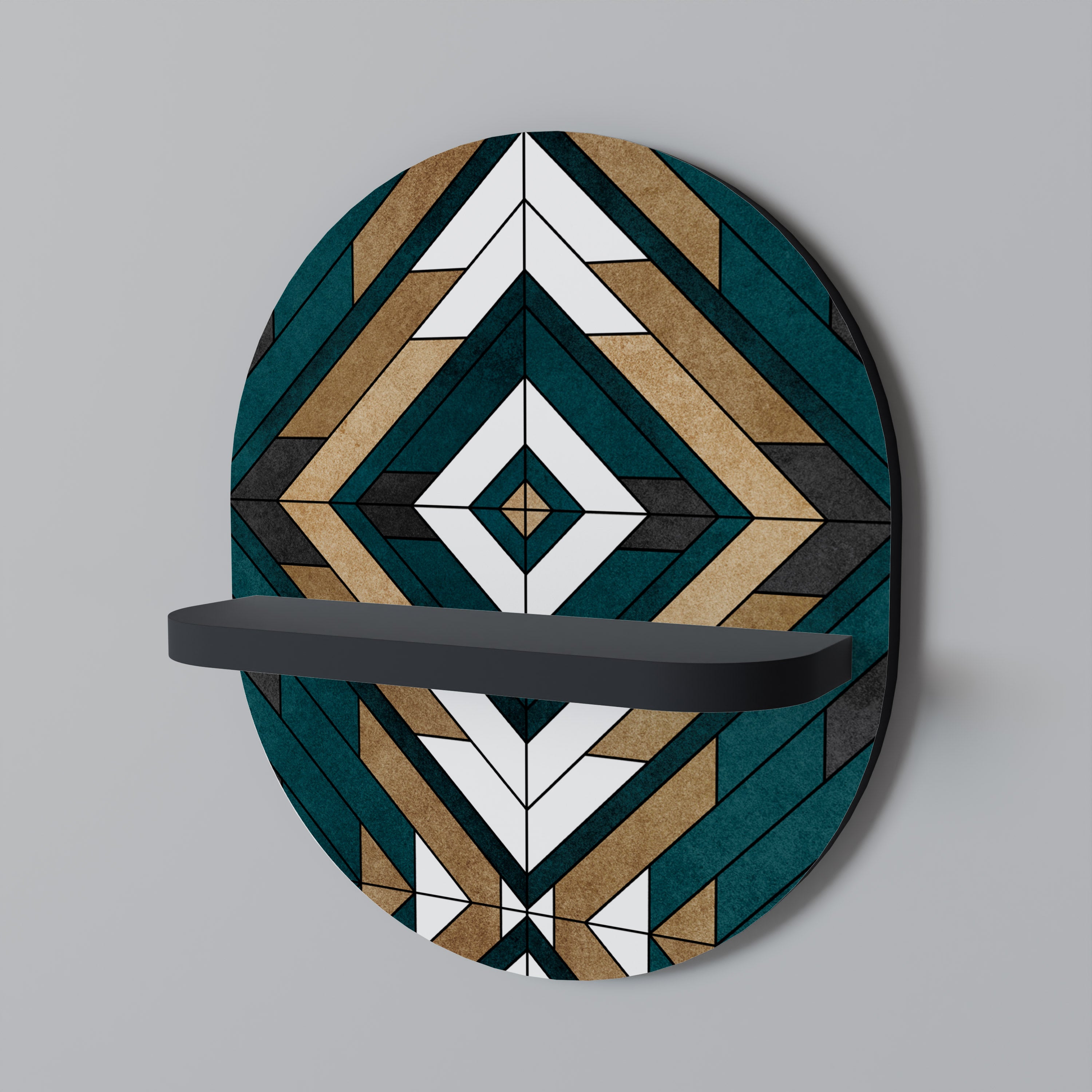 GEOMETRÍA ARTÍSTICA Estantería de arte ovalada en acabado negro