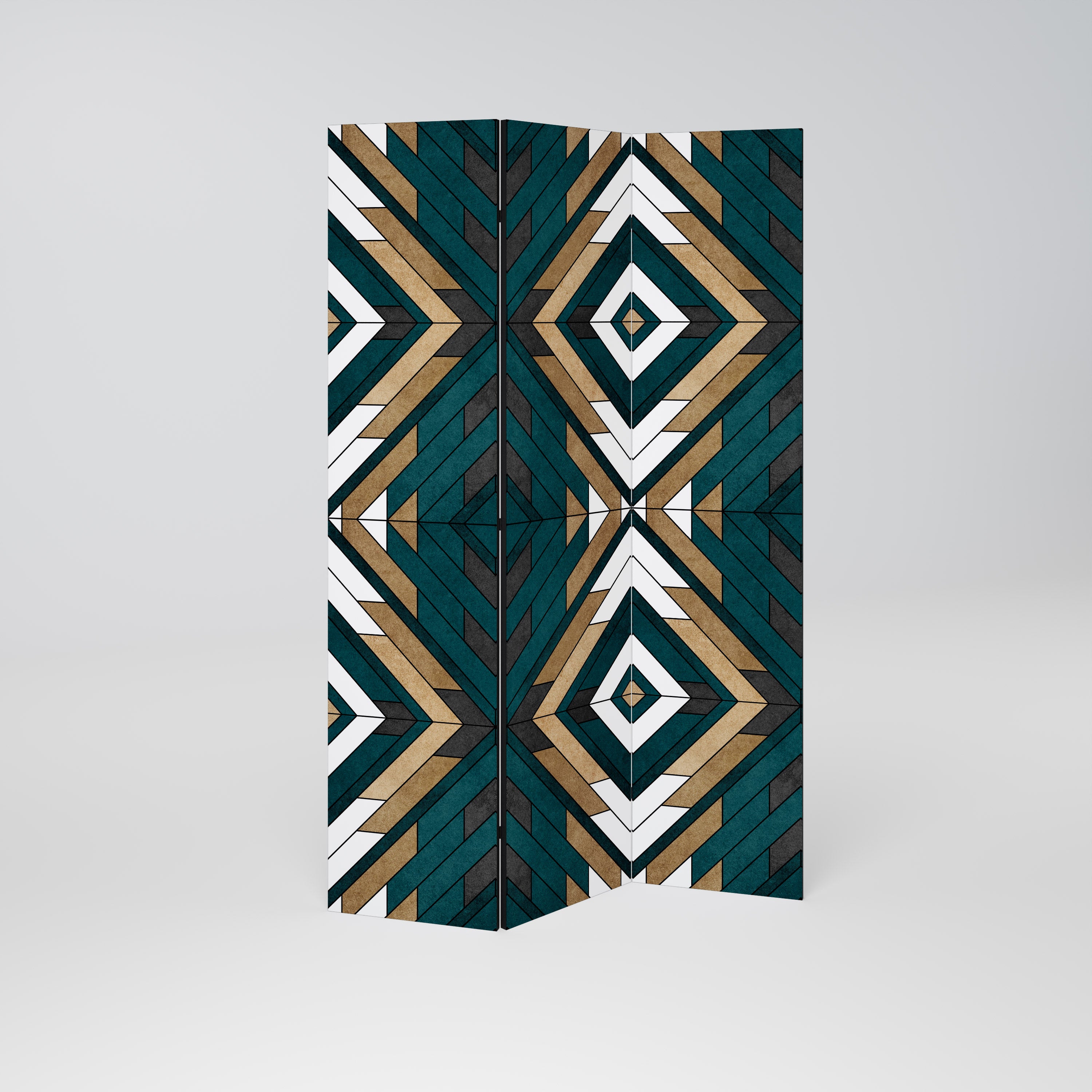 ARTISTIC GEOMETRY Decorative 3-Panel Room Divider