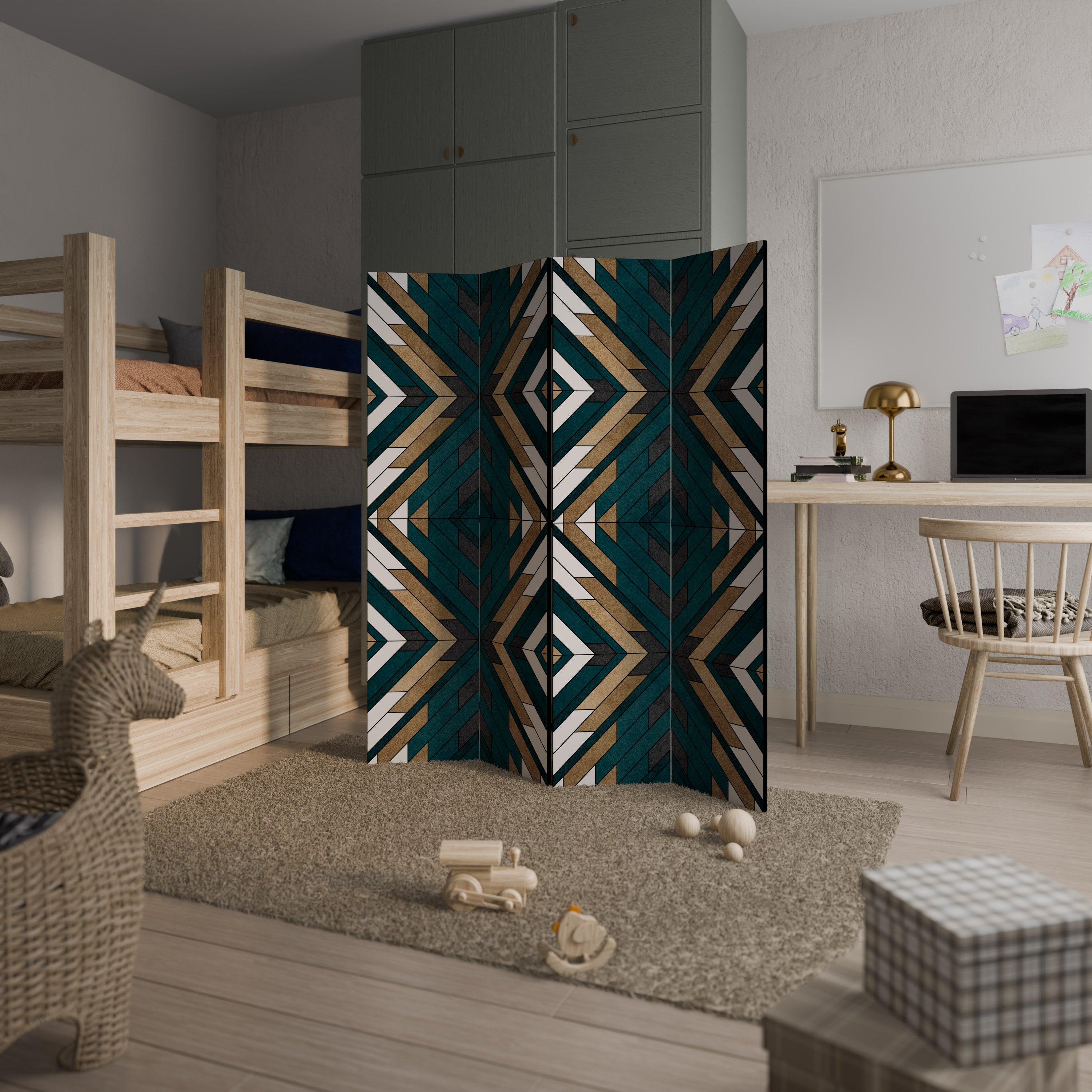 ARTISTIC GEOMETRY Biombo de 4 paneles