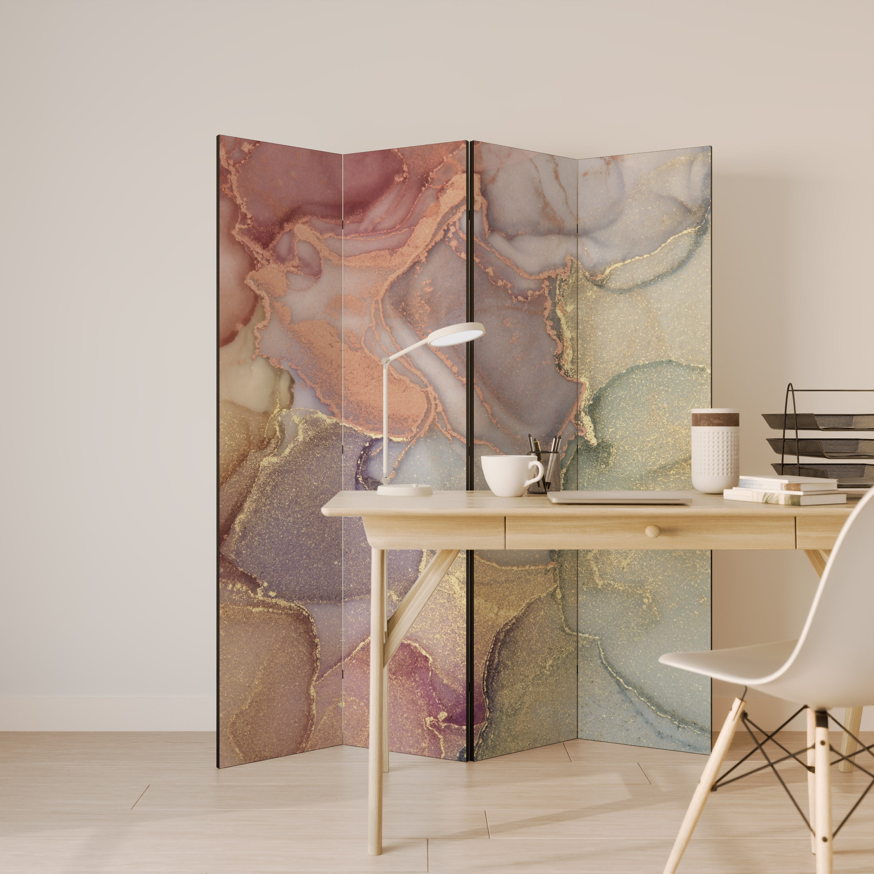 GOLDEN DREAMSCAPE RHYTHM Biombo de 4 paneles
