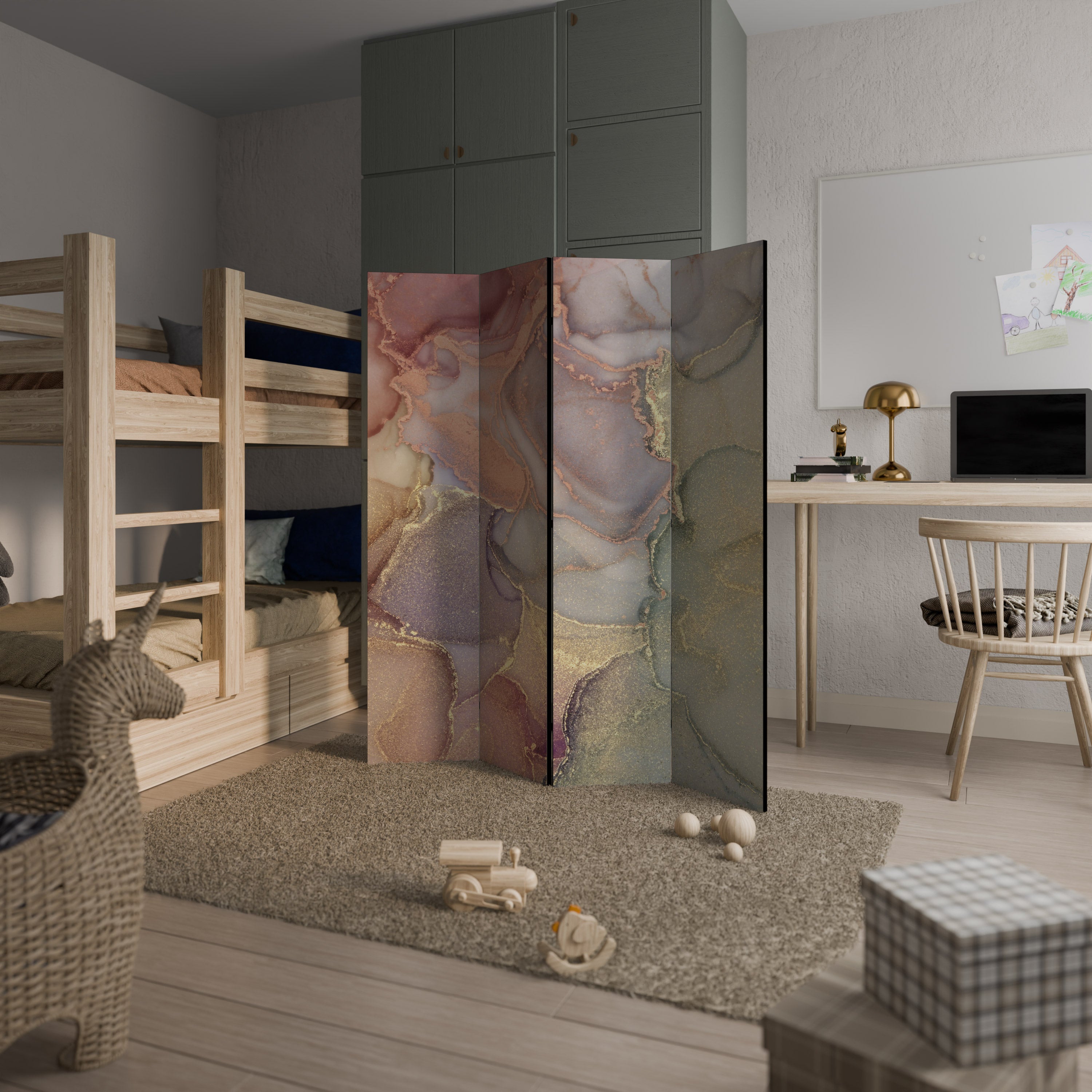GOLDEN DREAMSCAPE RHYTHM Decorative 4-Panel Room Divider