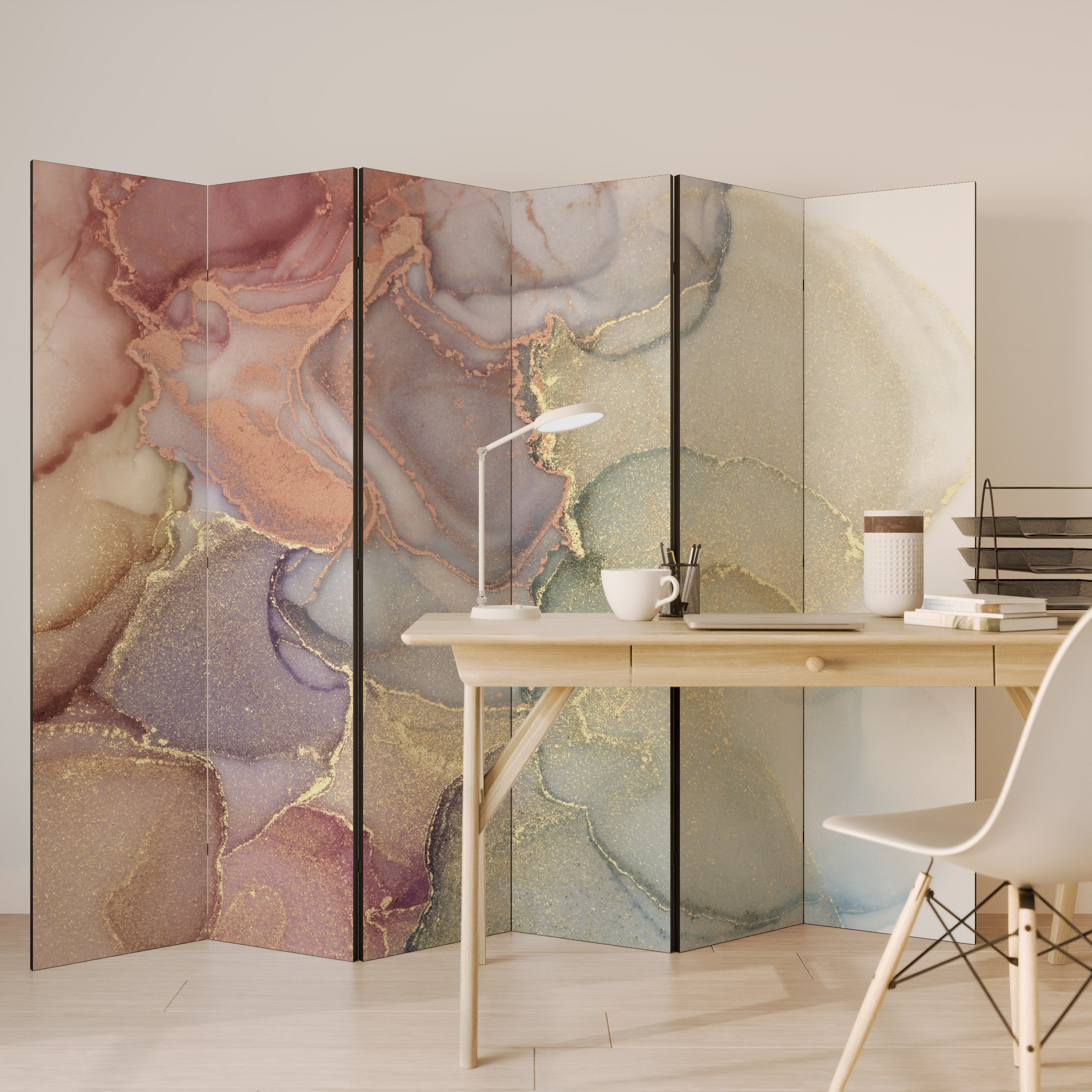 Biombo decorativo de 6 paneles GOLDEN DREAMSCAPE RHYTHM
