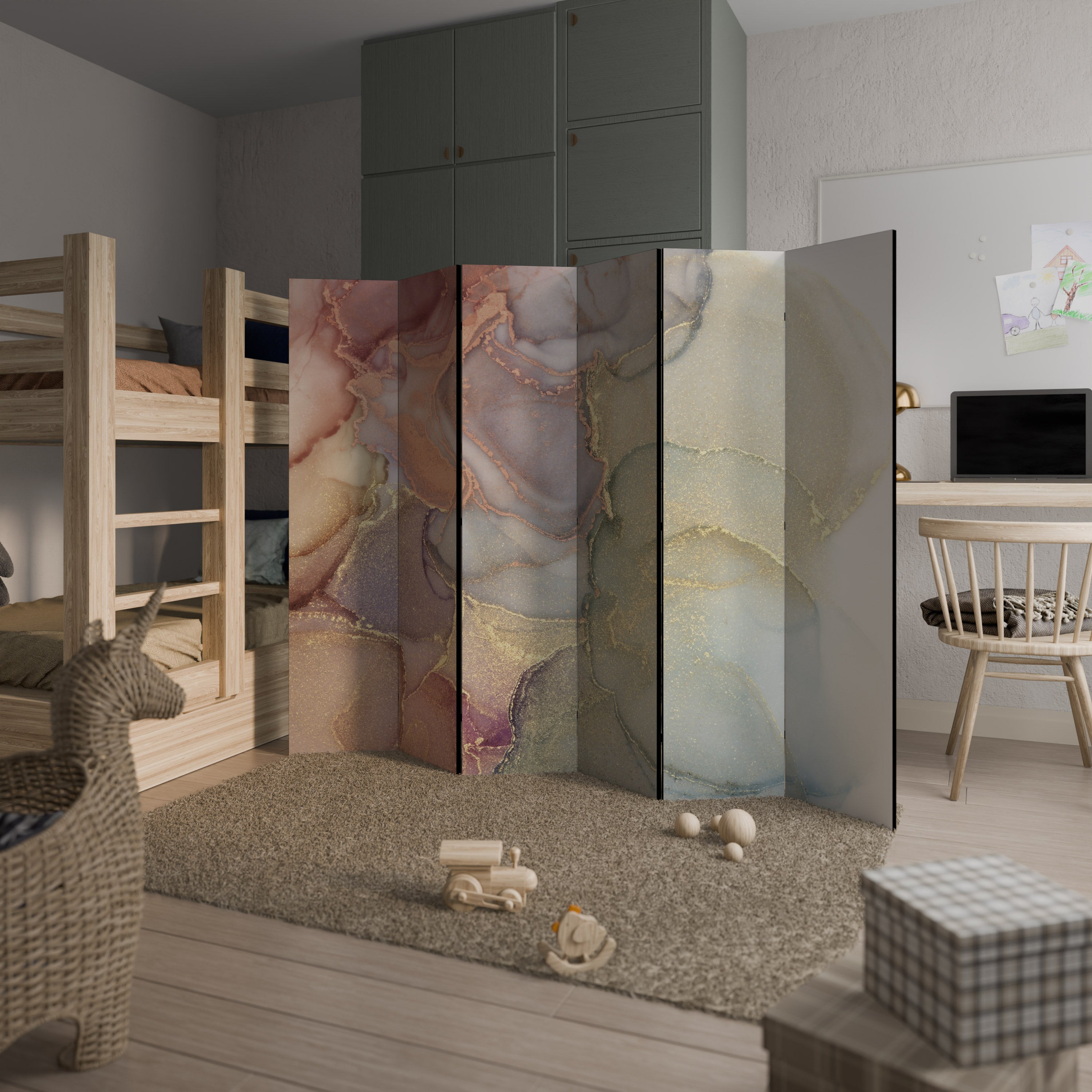 Biombo decorativo de 6 paneles GOLDEN DREAMSCAPE RHYTHM
