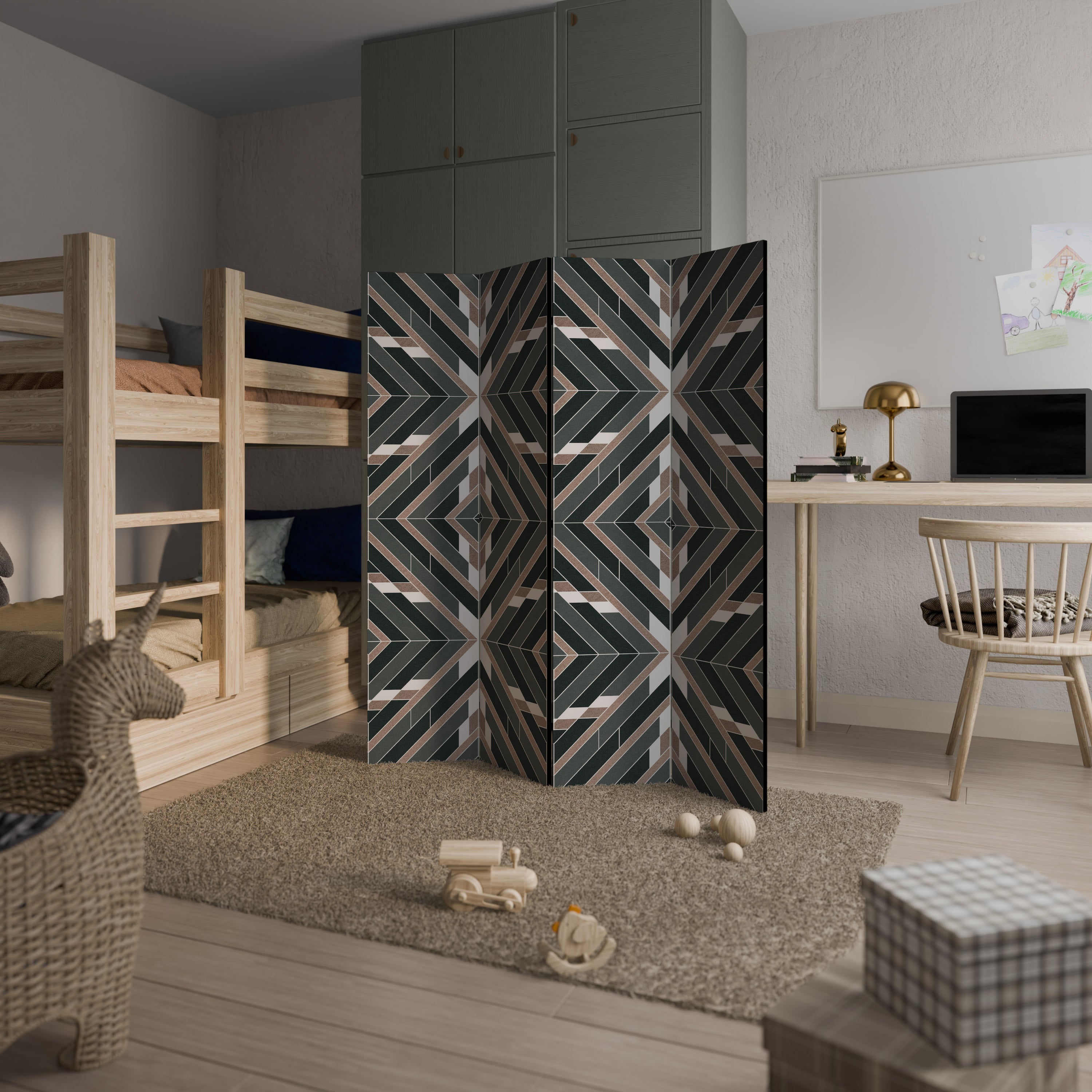 DIMENSION DELIGHTS Biombo decorativo de 4 paneles