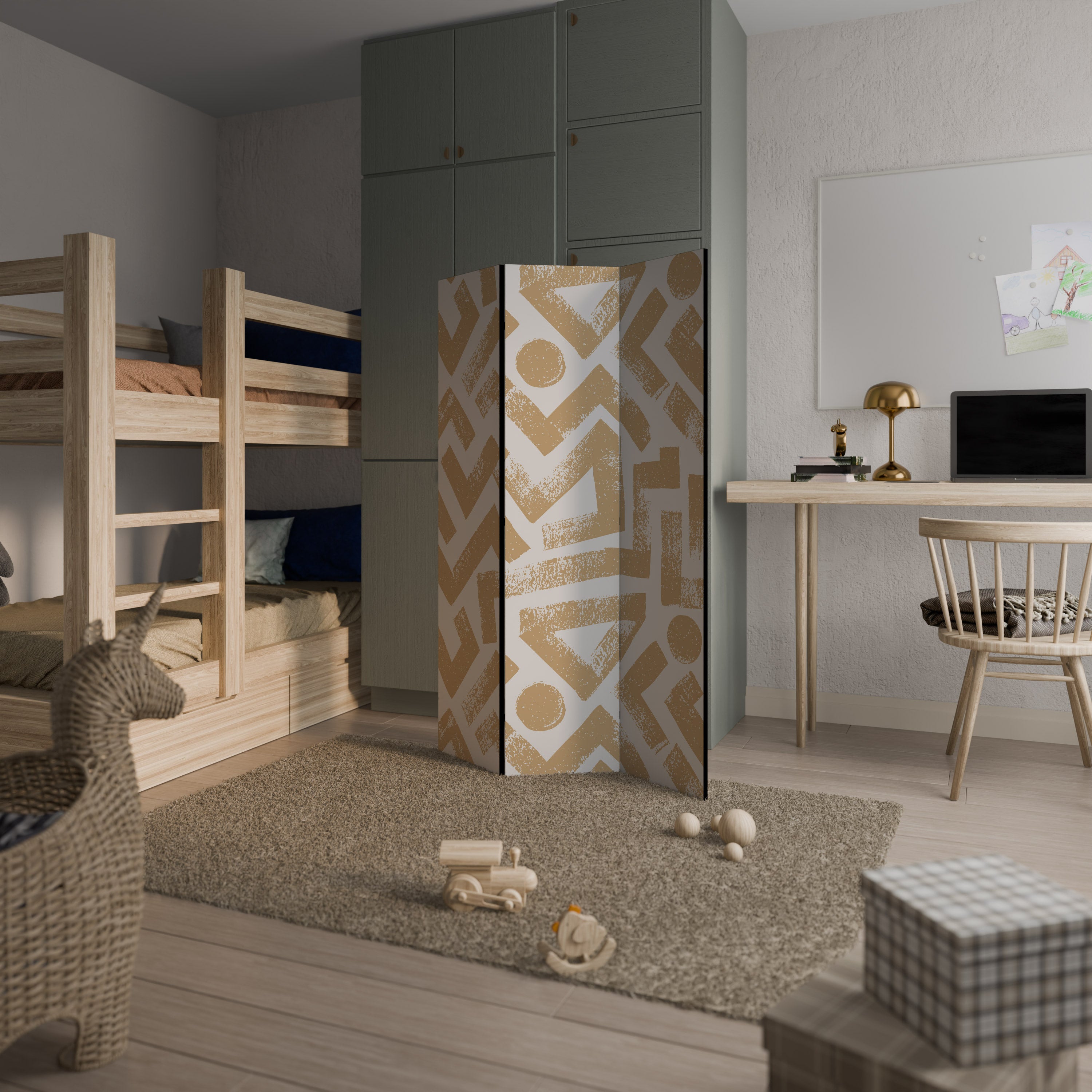 CLUSTER CRAFTS Biombo de 3 paneles