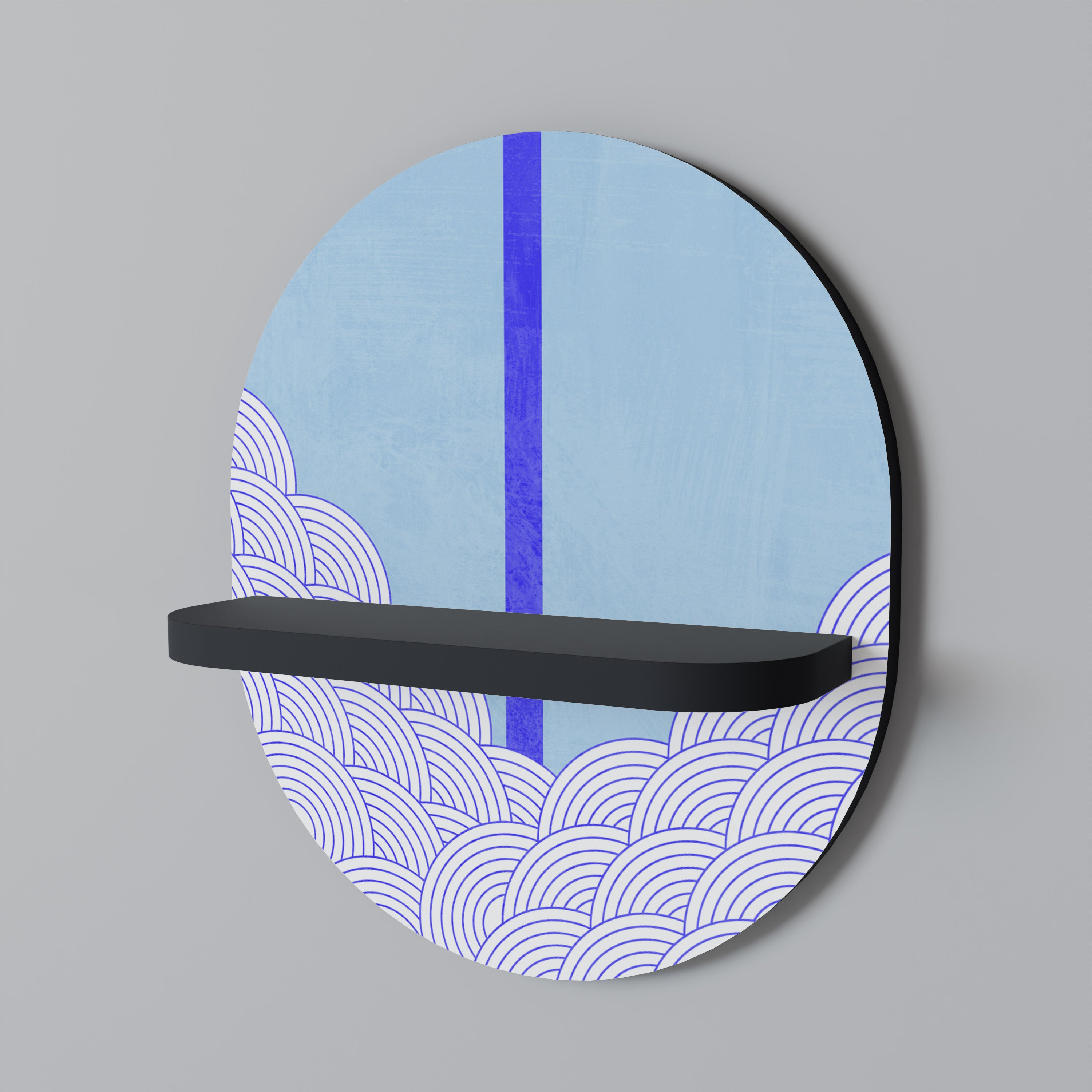 Estantería de arte ovalada TIDAL STRIPE con acabado negro