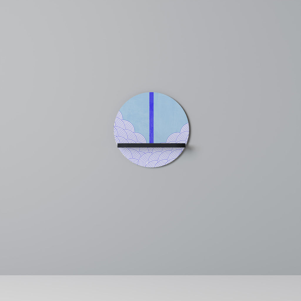 TIDAL STRIPE Round Art Shelf In Black Finish