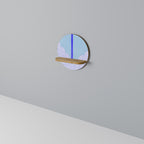 TIDAL STRIPE Estante Redondo Decorativo en Efecto Roble