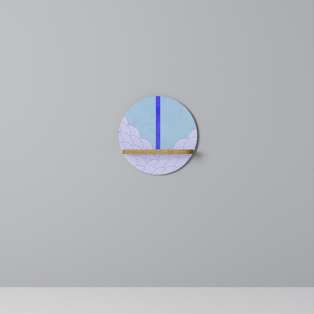 Estantería de arte redonda TIDAL STRIPE con efecto roble