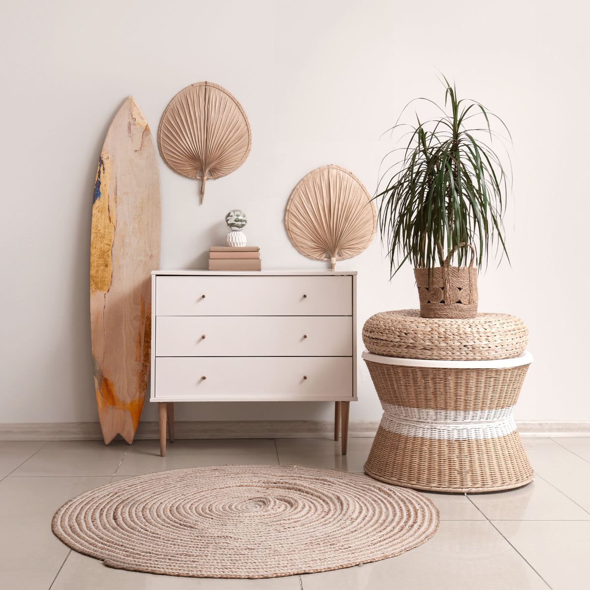 ELEMENTAL SURFACE STORY Panel decorativo de tabla de surf