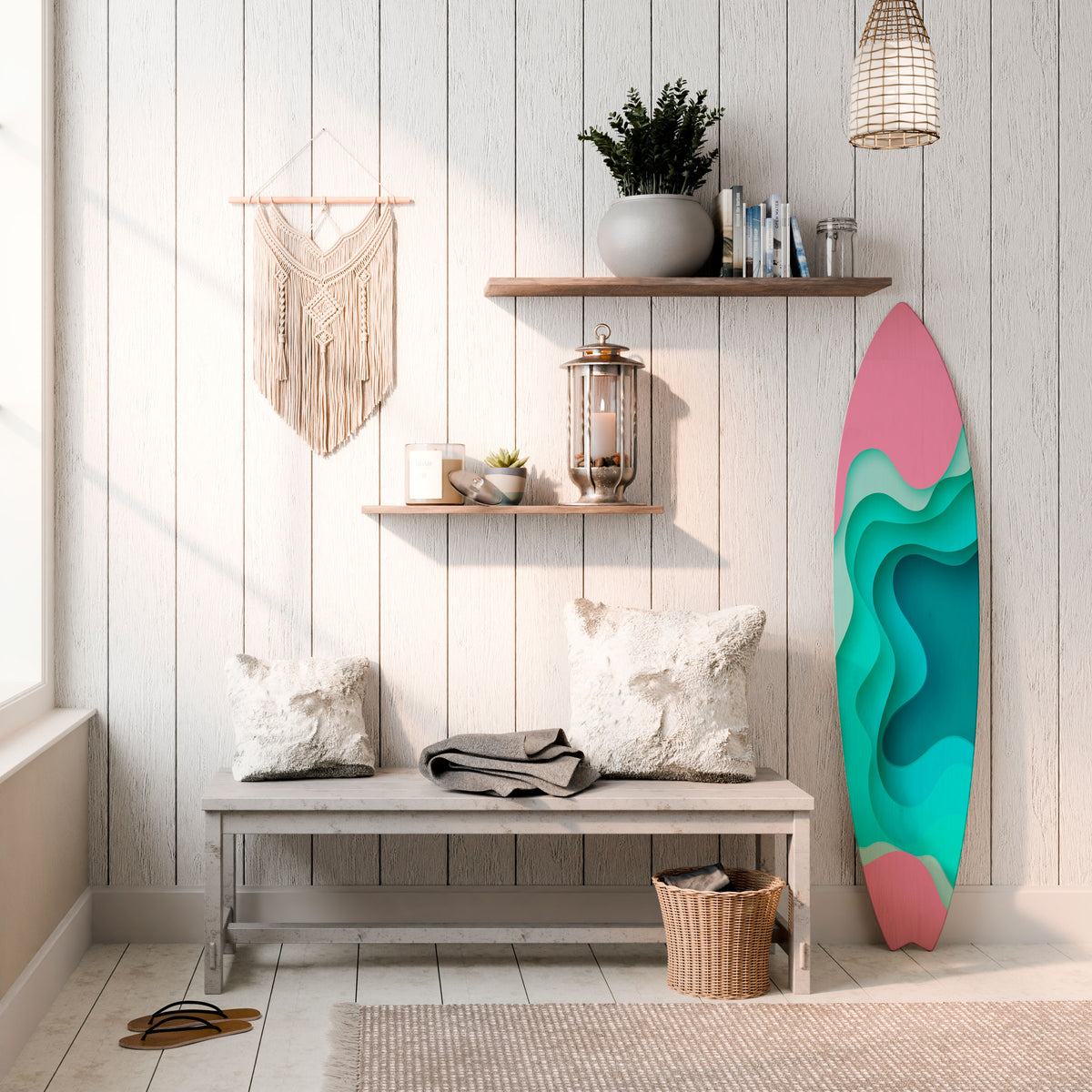 CYANIC ABYSS Panel decorativo de tabla de surf