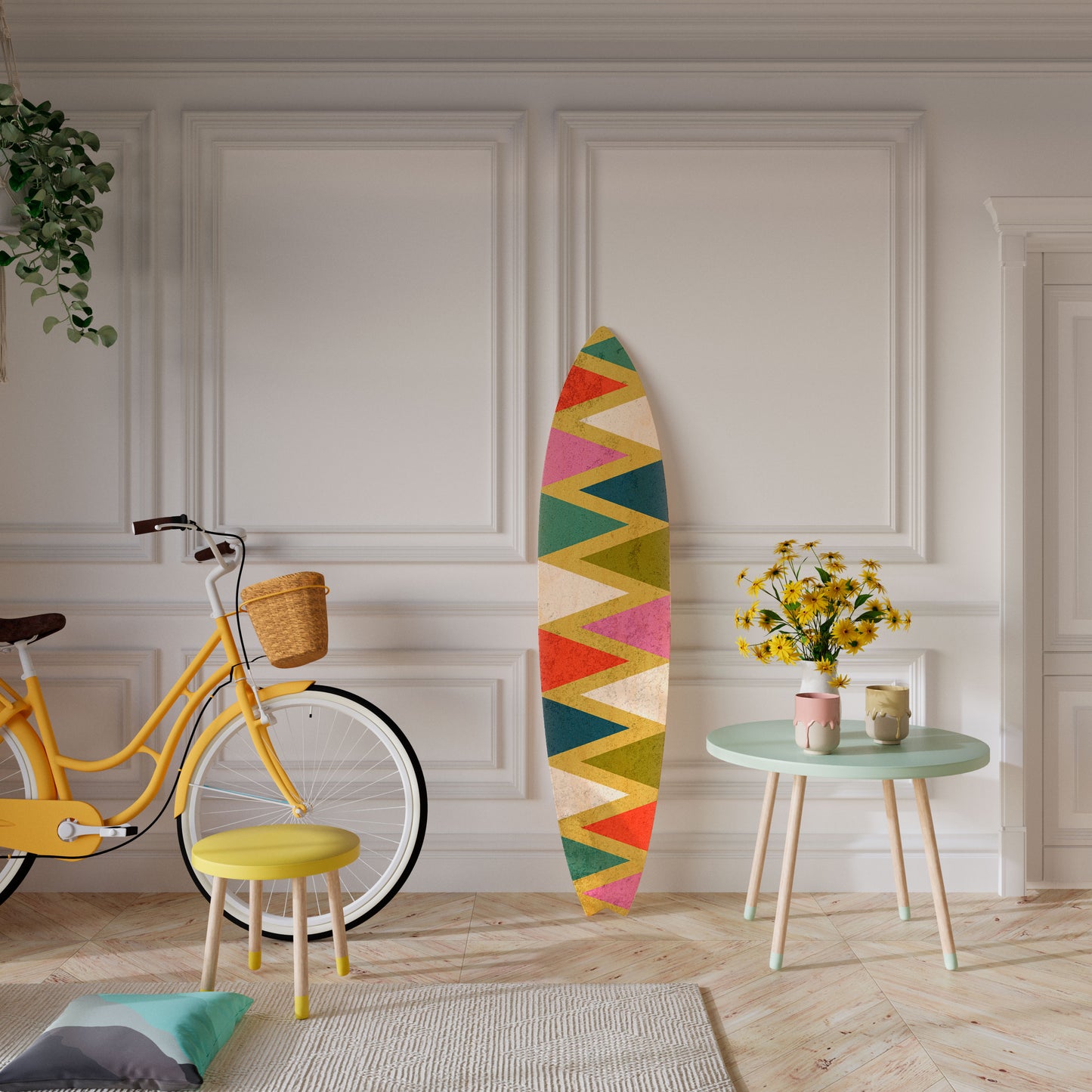 COLORFUL TRIANGLES Panel decorativo de tabla de surf
