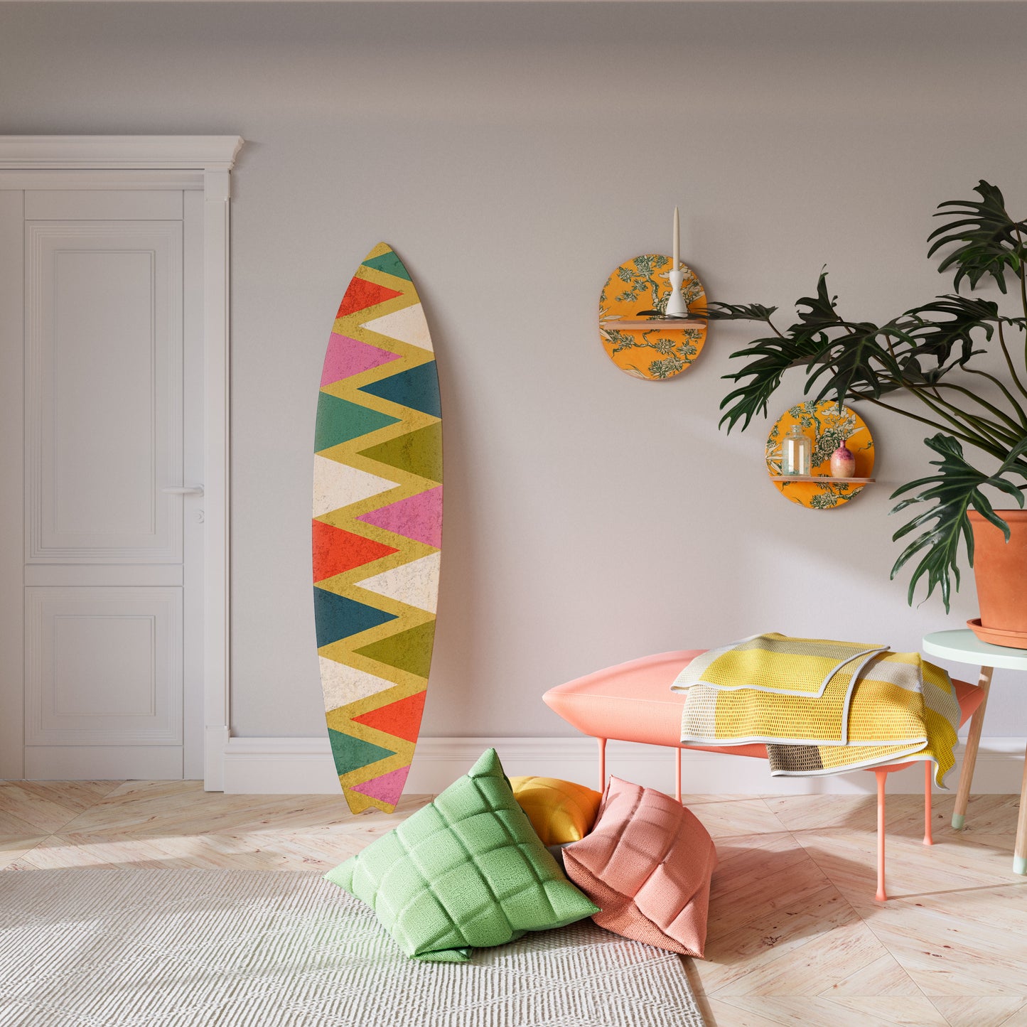 COLORFUL TRIANGLES Panel decorativo de tabla de surf