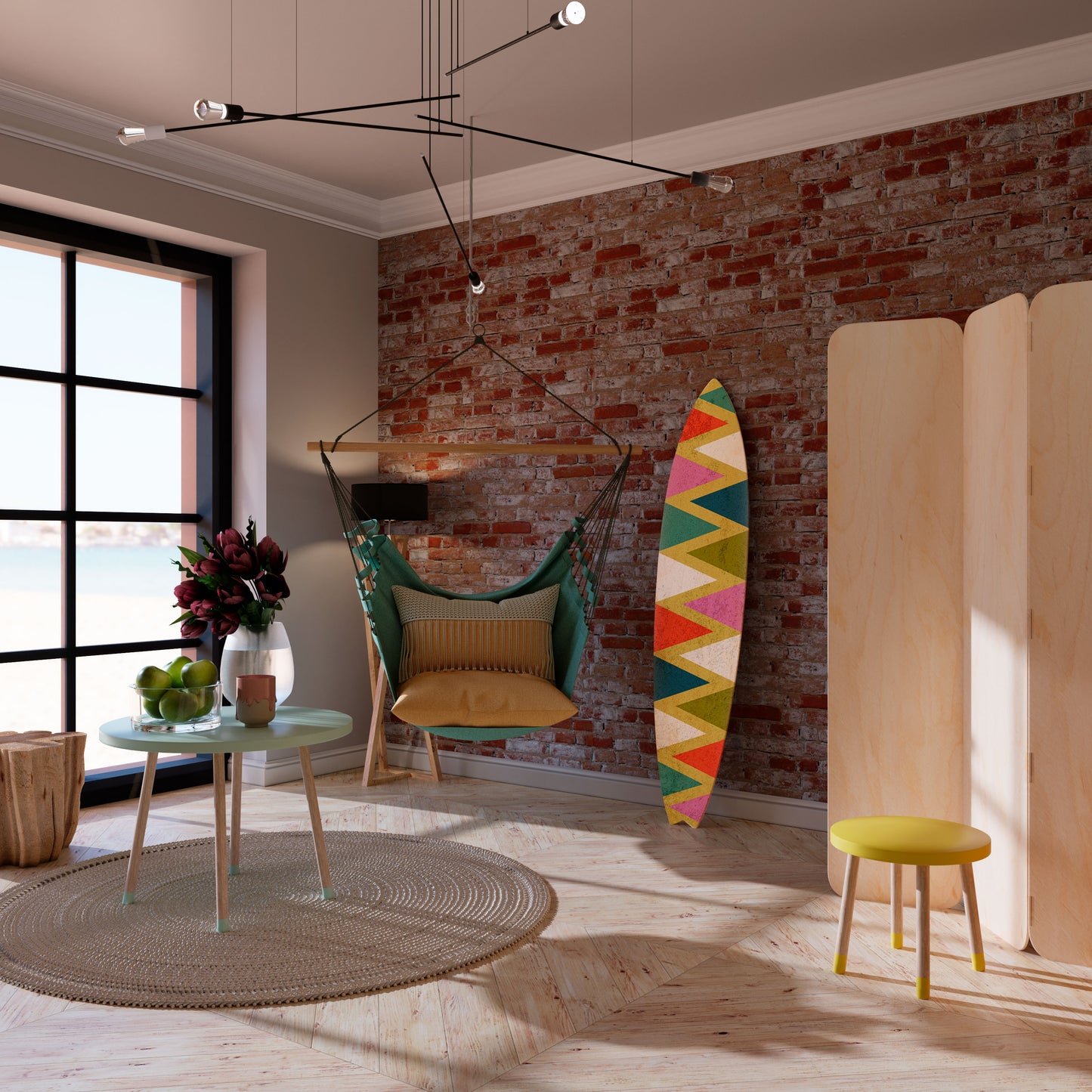 COLORFUL TRIANGLES Panel decorativo de tabla de surf