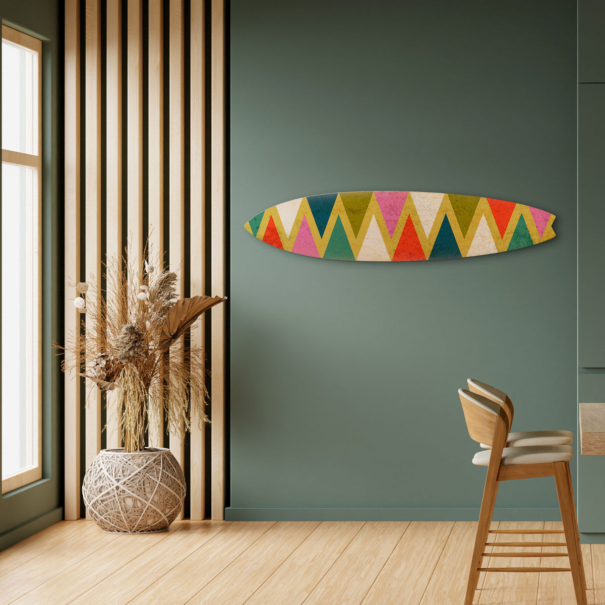 COLORFUL TRIANGLES Panel decorativo de tabla de surf
