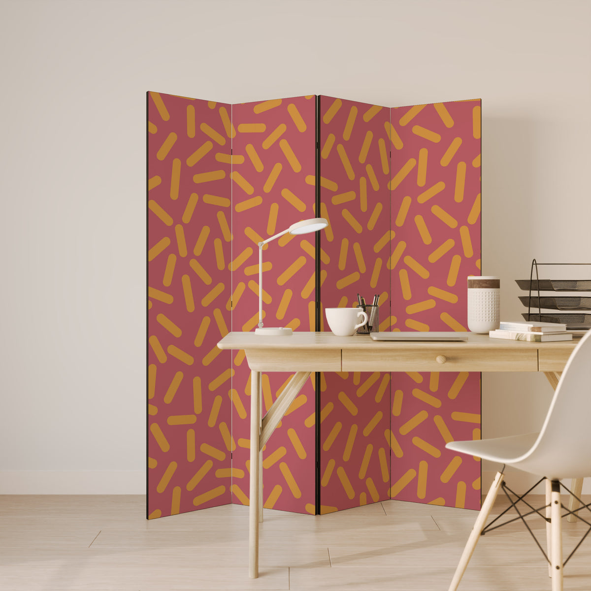 RADIANT STRIPE SYMPHONY Biombo de 4 paneles