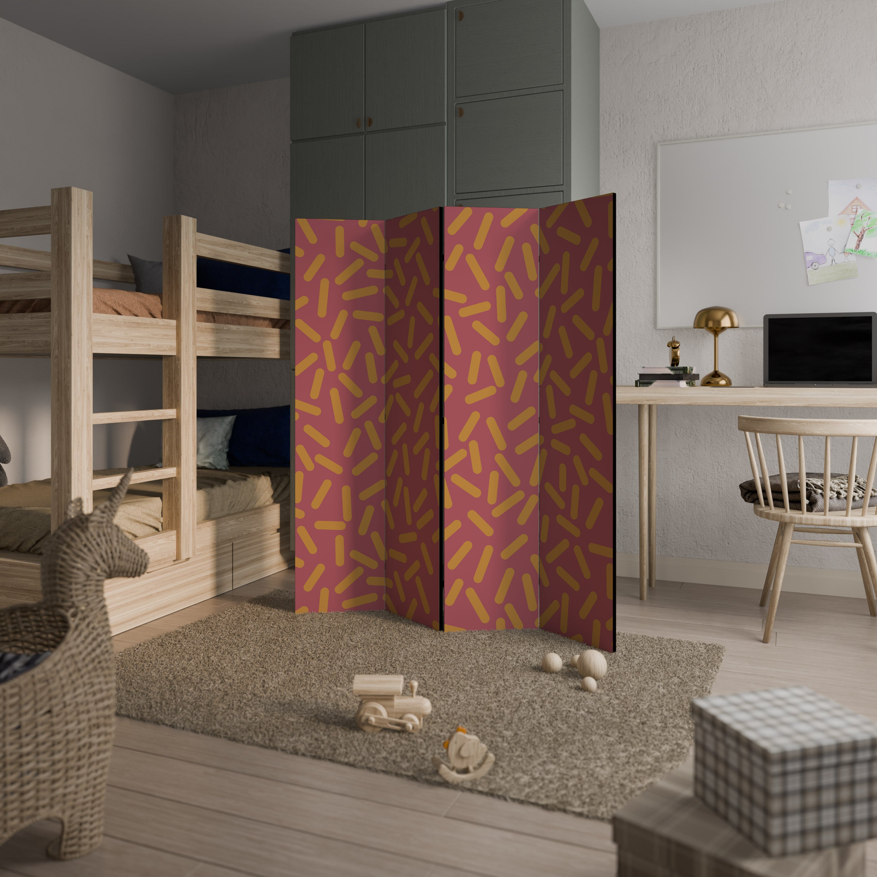 Biombo decorativo de 4 paneles RADIANT STRIPE SYMPHONY