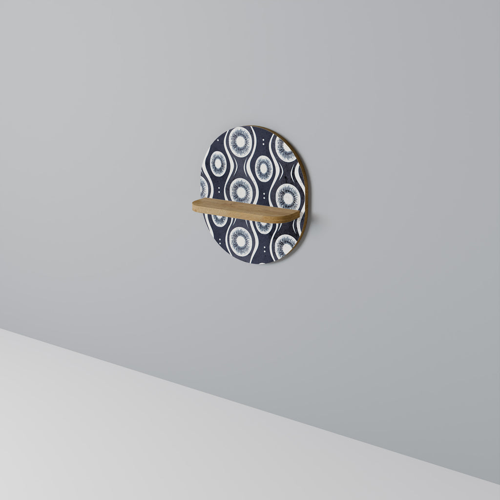 GRAPHITE EYES Oval Art Shelf In Oak Effect